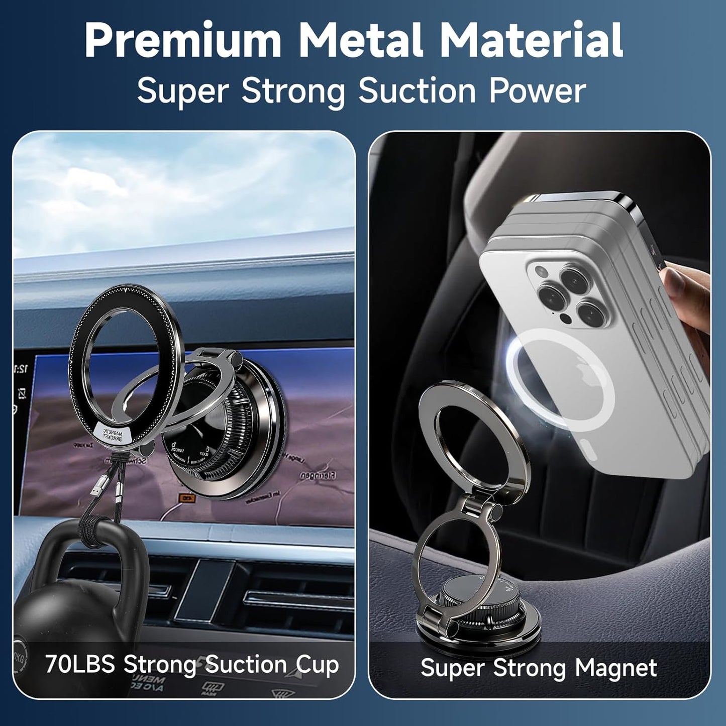 CHTXXLSZ 360 17/16 Magnetic Car Phone Holder, Adjustable Suction Cup Universal Phone Mount, Multi-Scene for Car Office