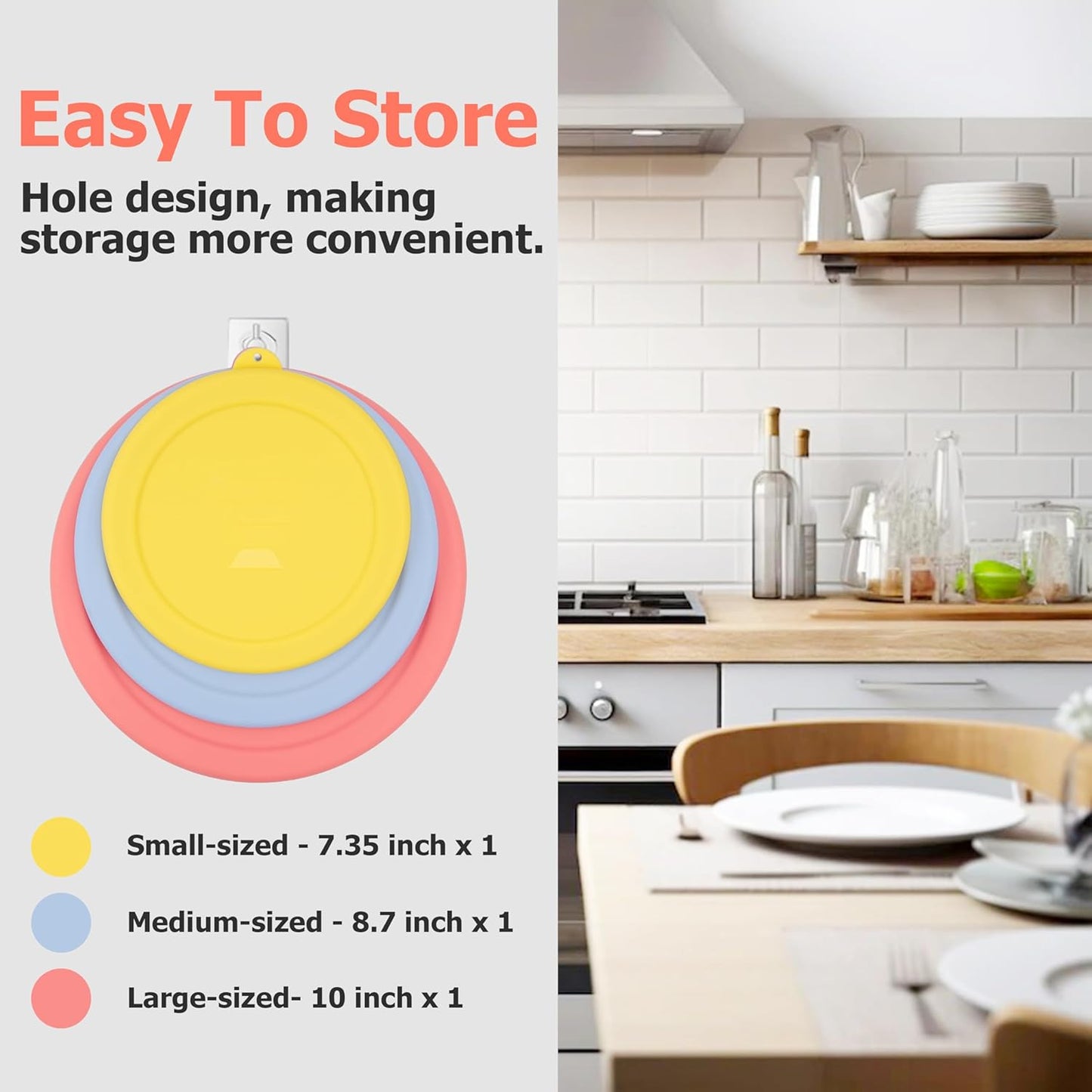 Pyrex Silicone Replacement Lids - Food Grade Covers for 1 Quart, 1.5 Quart & 2.5 Quart Bowls | Dishwasher & Microwave Safe - 3 Pack
