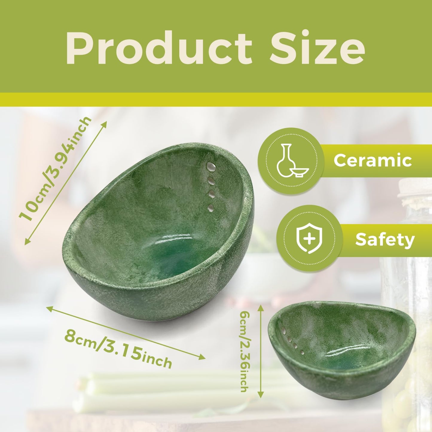 Baooery Pottery Herb Stripper Bowl, Herb stripper bowl, Ceramic Herb Stripper Bowl with Different Hole Sizes for Separating Leaves and Stems (Green)