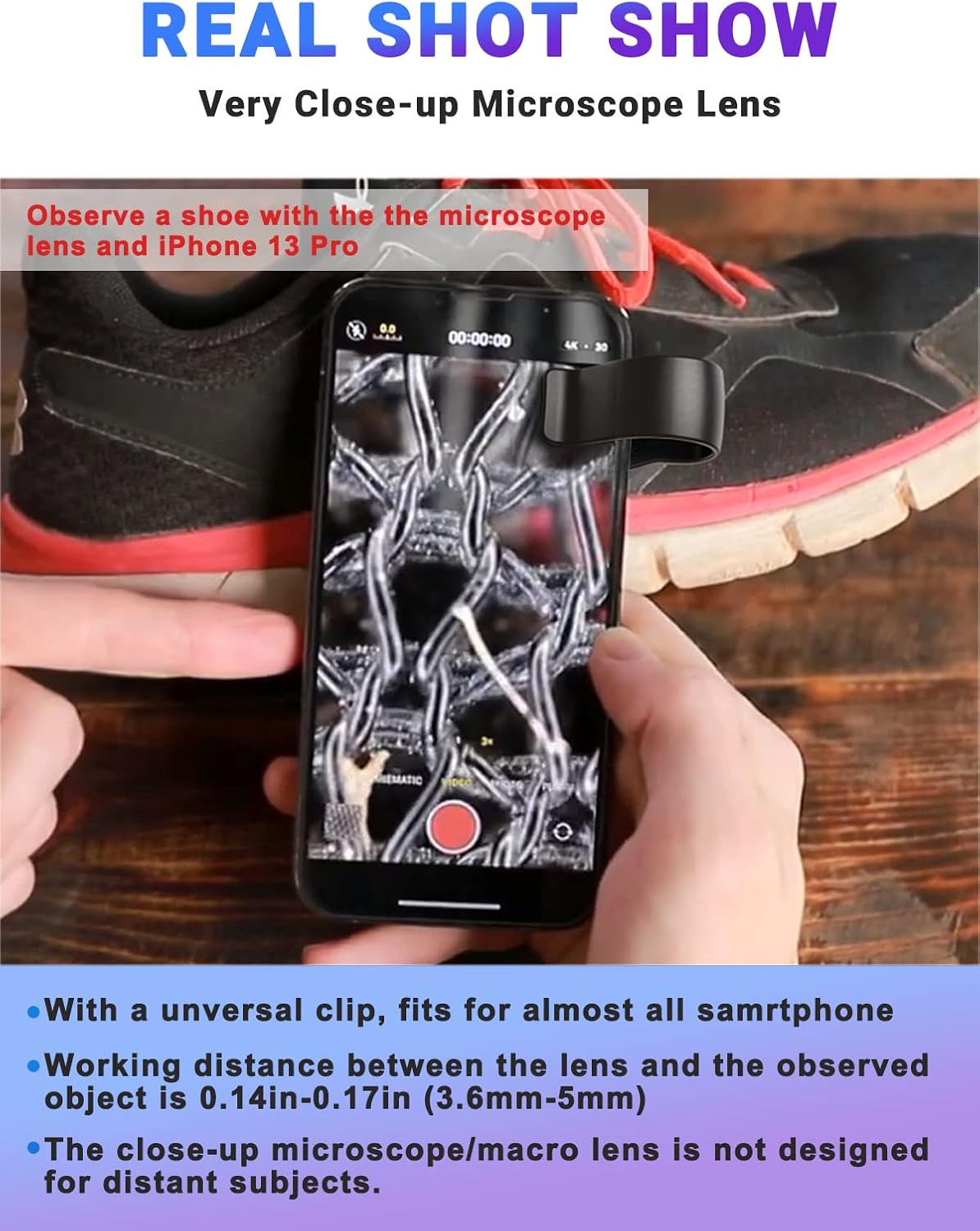 APEXEL 100x Nano Zoom Phone Micro Lens with LED Light for Smartphone - Pocket Microscope & Camera Lens Attachment
