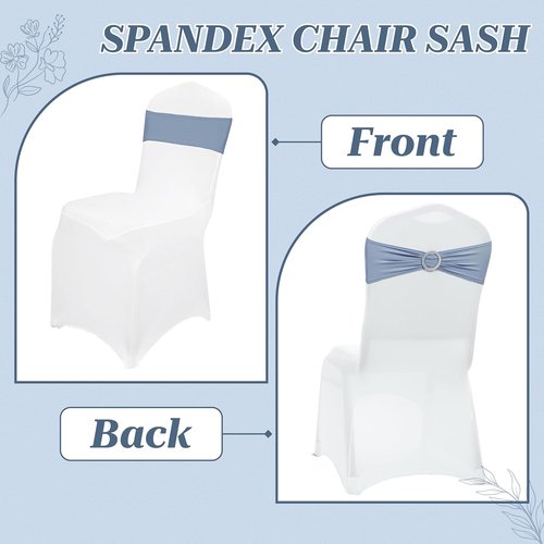 MDS Spandex Chair Sashes - Universal Elastic Stretch Bands with Buckle Slider Bow | Pack of 250 - Dusty Blue