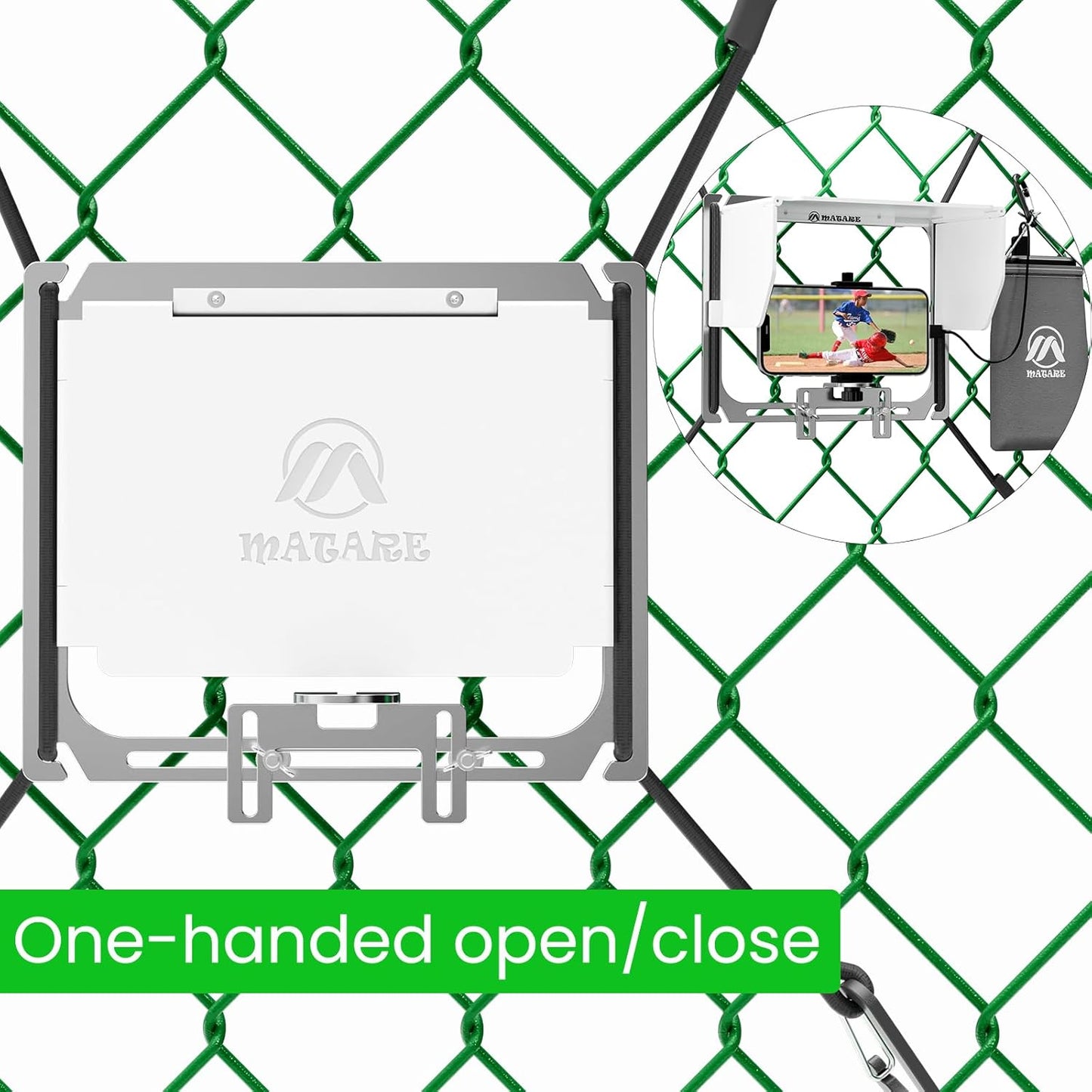 Matare Cell Phone Fence Mount with Shade, Game Changer Mounting Kit, Gamechanger Streaming kit Works with iPhone, Mevo