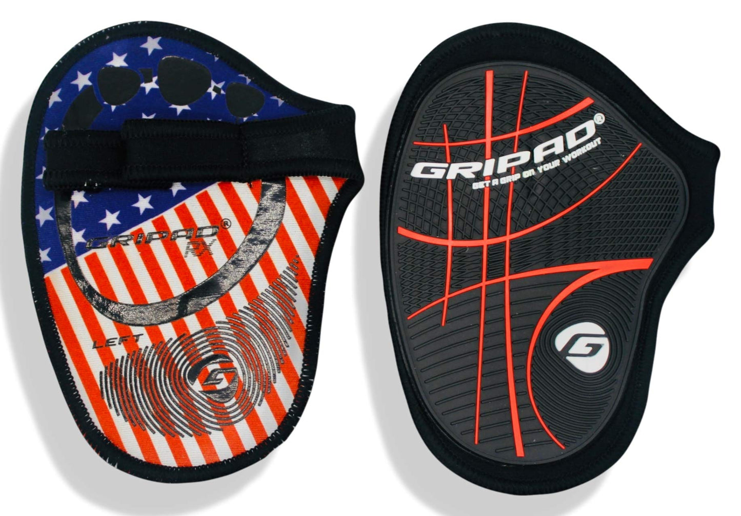 Gripad RX Lifting Grips | The Most Durable Grip Pads Yet | The Alternative to Weight Lifting Gloves, Gym Workouts, WOD, Weightlifting | Neoprene Hand Grips | Flexible Rubber Palm (American Flag)