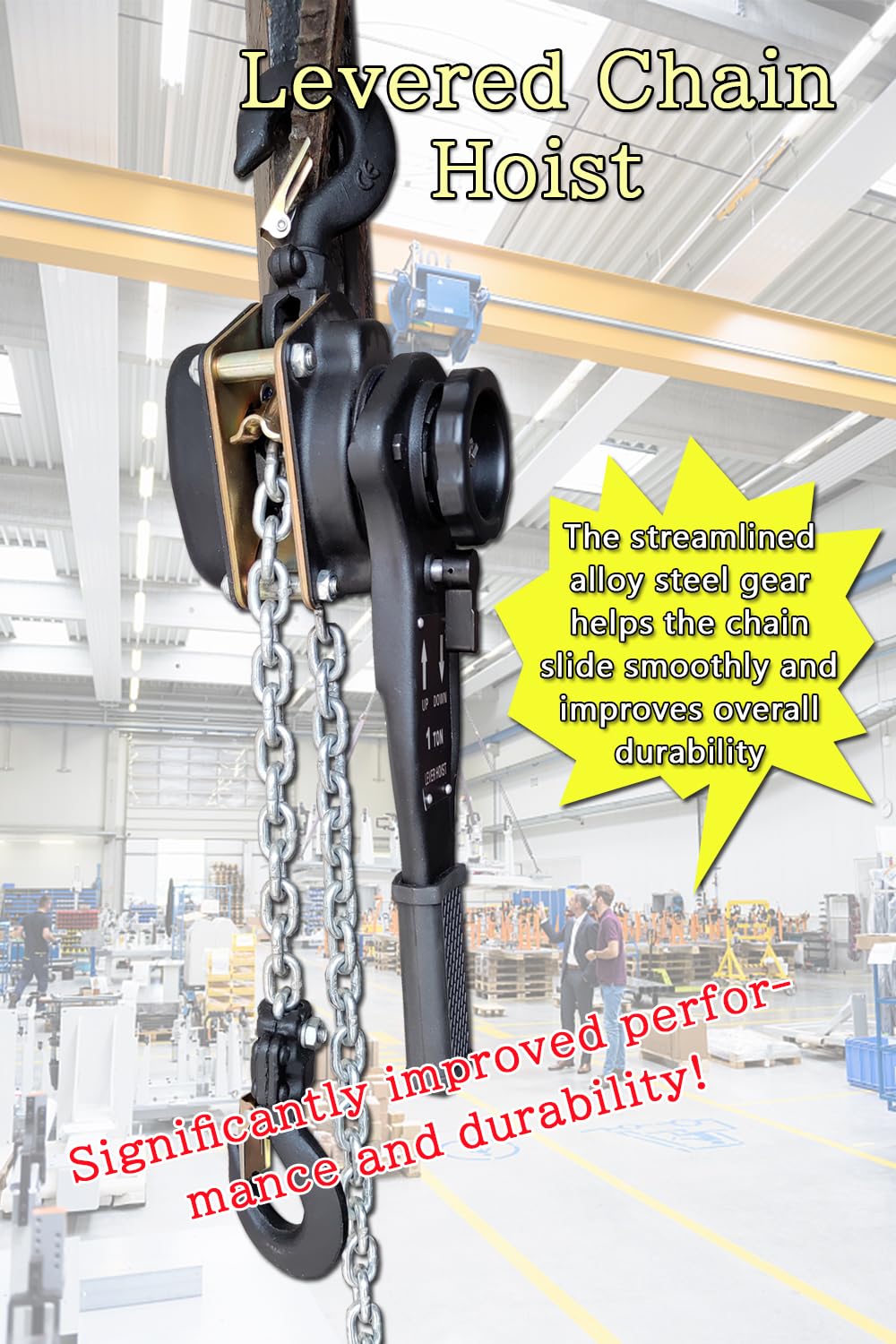 Lever Chain Hoist 2200LBS 5FT 2 Units Set 1T 1,5M Lever Chain Hoist 1 ton Commercial Portable Hooks for Building Garages Warehouse Automotive Machinery【1T/1.5m*2units】