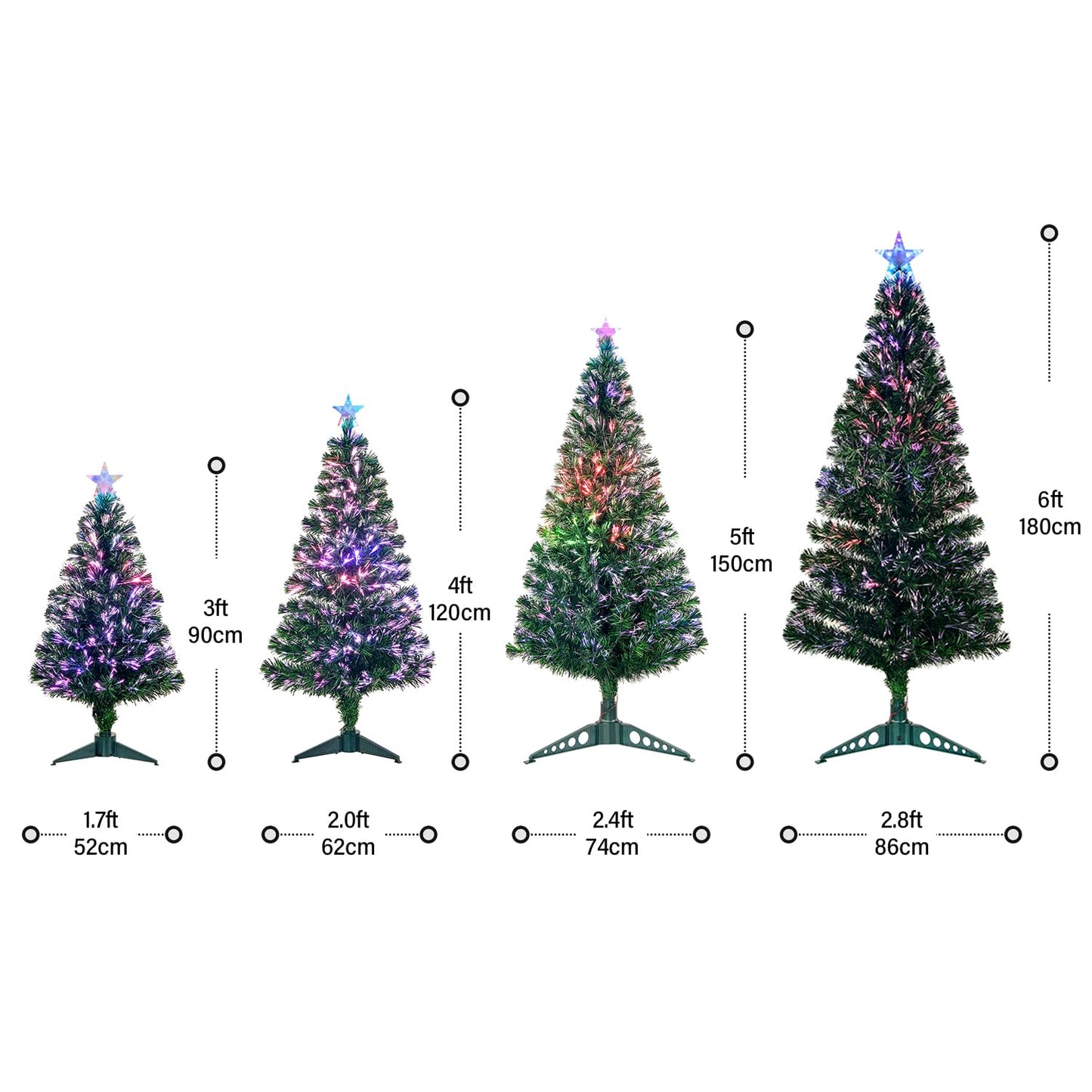 3FT Fiber Optic Green Christmas Tree Artificial Tree with Stand,Pre-lit Full Xmas Tree with Top Star Perfect for Indoor Holiday Decoration