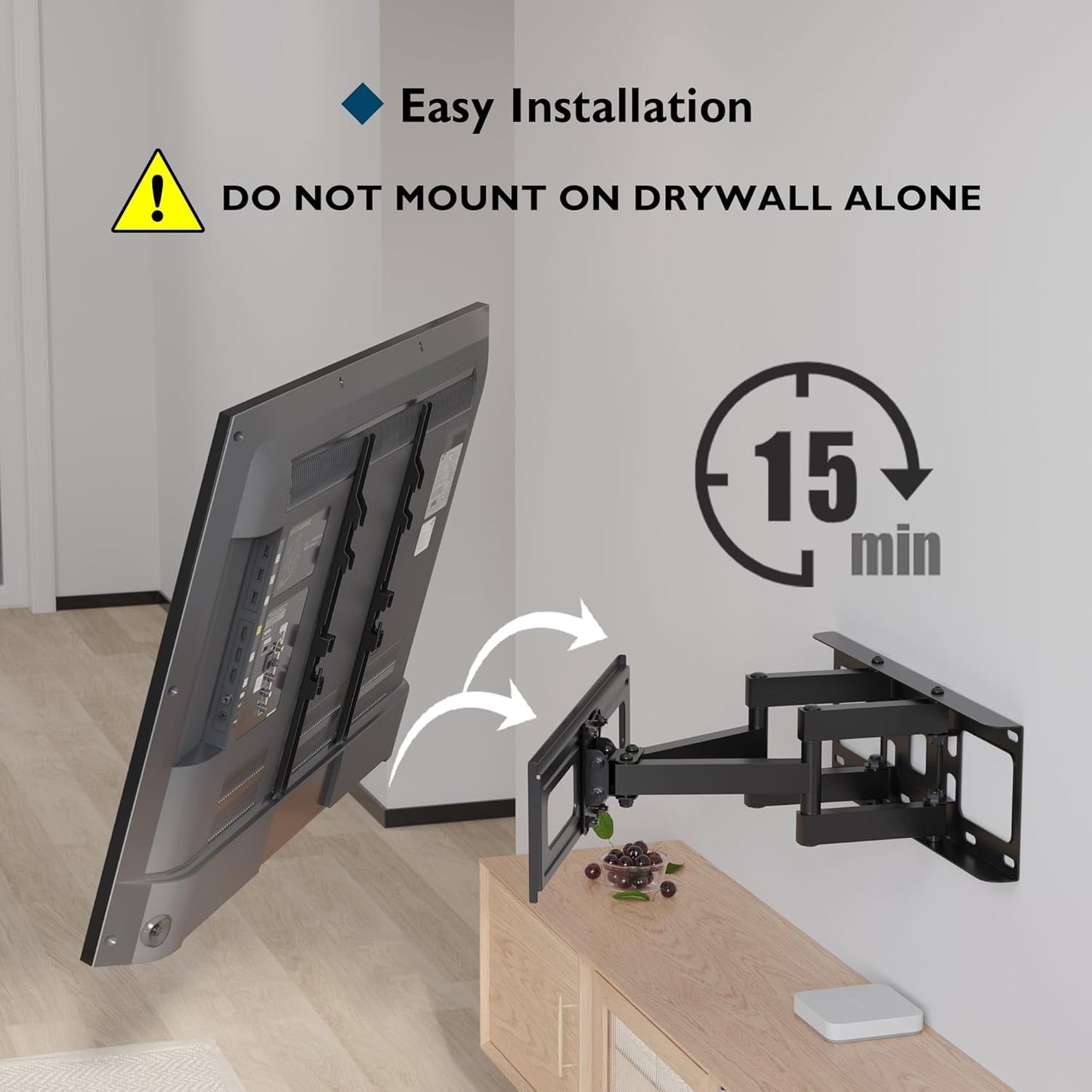 BONTEC 23-70 Inch 99 lbs, 400x400mm, 16" Full Motion TV Wall Mount for TVs, Hold up to Max VESA Swivel Tilt Dual Arms