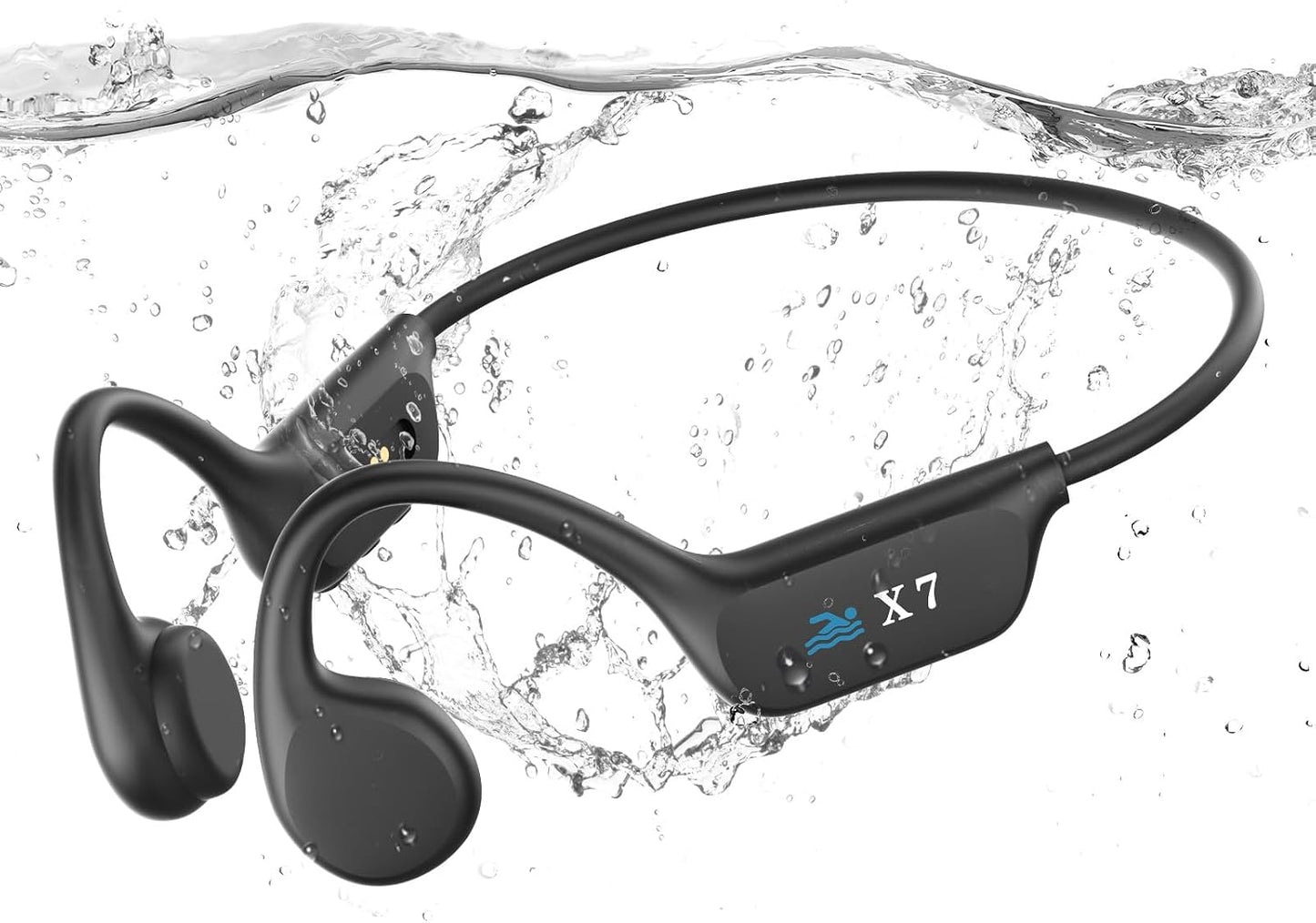 Swimming IP68 MP3 32G Swimming 5.4 SAMVEK Headphones Bone Conduction Headphones, Waterproof Wireless Earphones Built