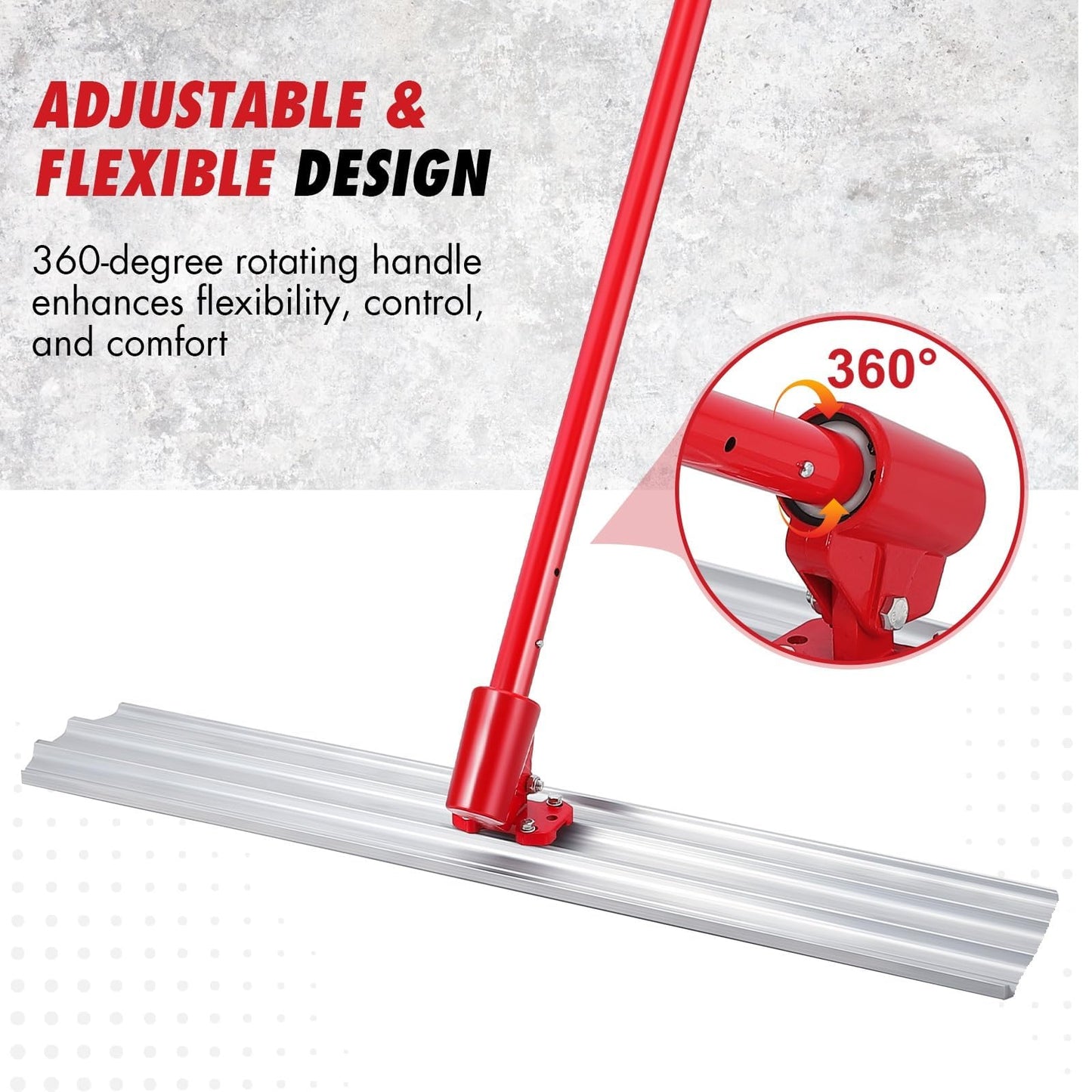 GarveeTech Bull Float Concrete Tools, 48x8" Square Edge Bull Floats Magnesium Blade Concrete Float with 47.2‘’ Extendable Handles x 4, Concrete Bull Float Tools Kit for Concrete Finishing