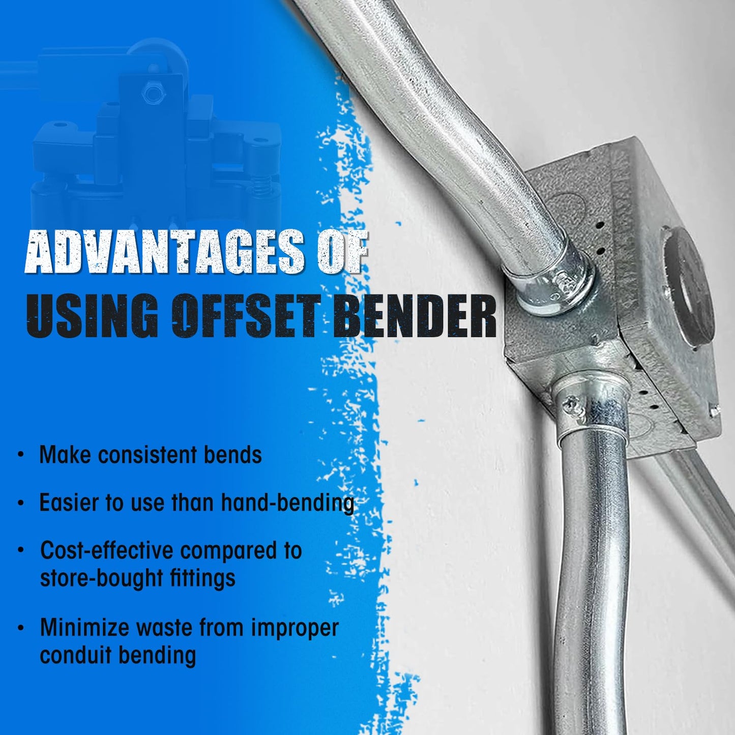 SDSNTE Conduit Offset Bender 2 in 1 - both ½“& ¾” EMT, Ensuring Precise and Efficient Electrical Installations, Blue