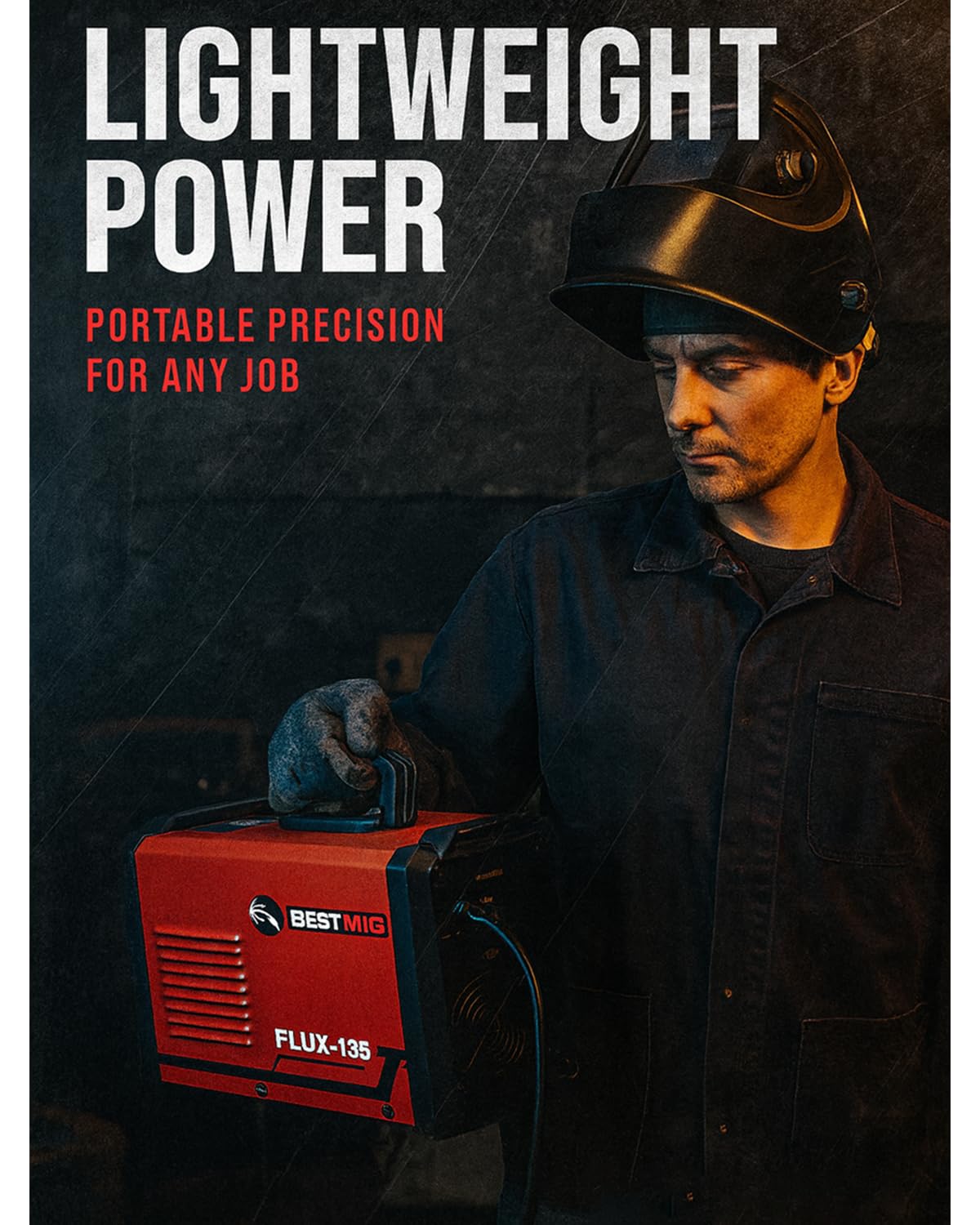 BESTMIG 135A MIG Welder - 3-in-1 Flux Core Welder, MIG/Lift TIG/Stick Welding Machine - Portable IGBT Inverter - 110V with Welder Helmet and Gloves (Red Black, MIG 135A Welder)