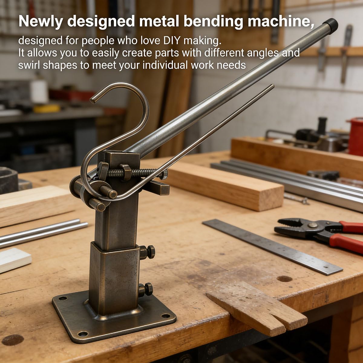 Universal Metal Rod & Scroll Bender Tool - Versatile Handheld Bending Machine for Various Shapes and Swirls