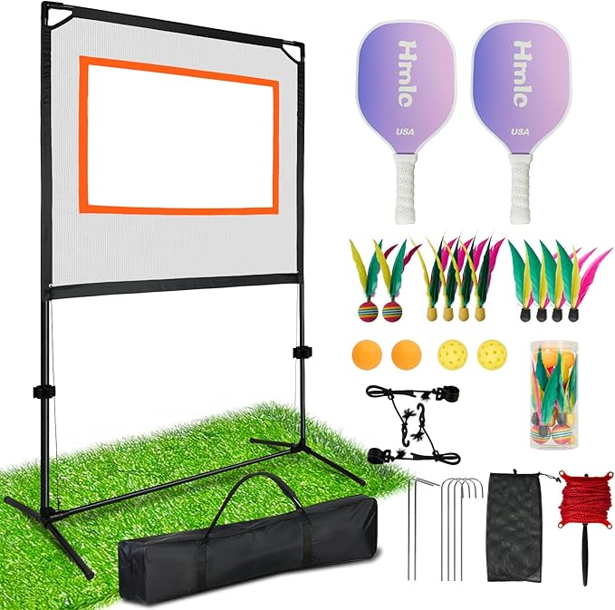 Portable Paddle Game with Net - Similar to Badminton, Tennis and Pickleball Set - Indoor & Outdoor Play Fun and Friendly Backyard Games for Family