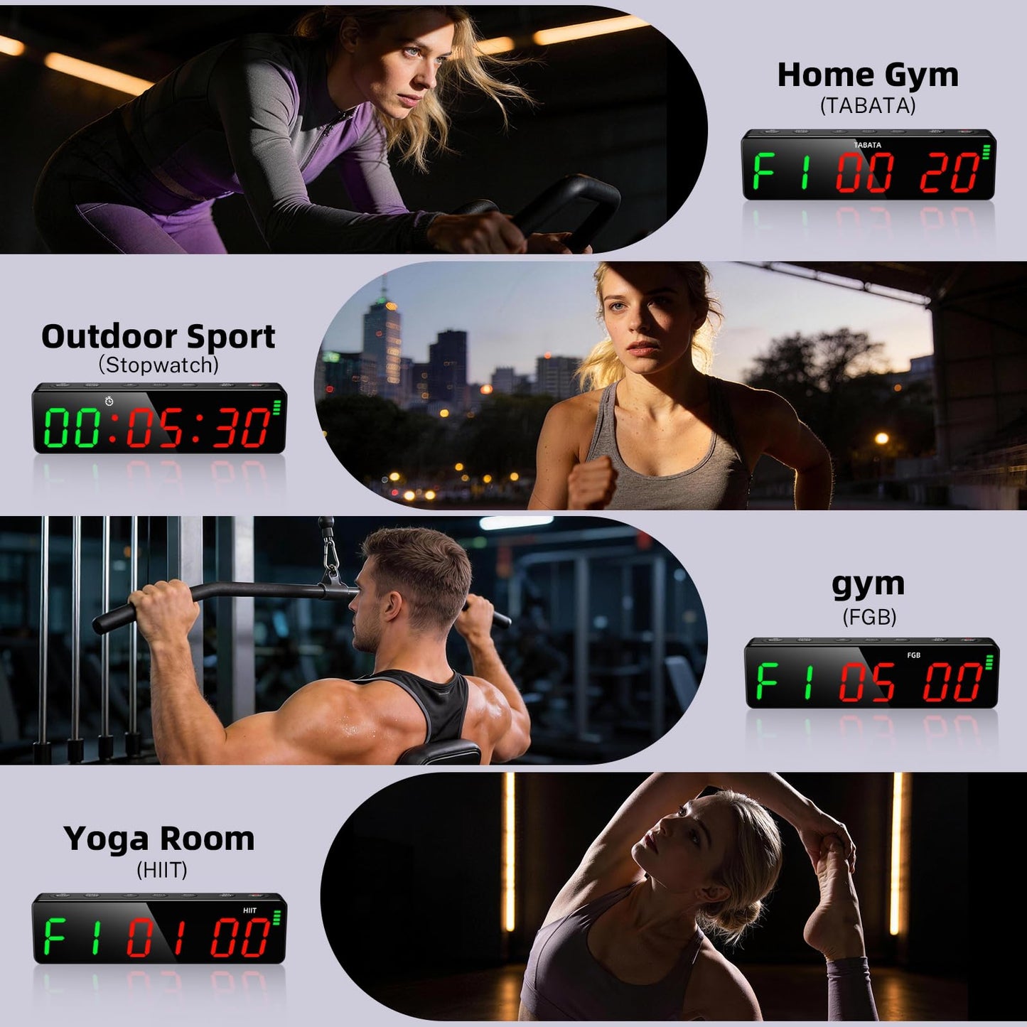 Tempospark Portable Workout Timer, Workout Clock for Home Gym Garage Boxing, Gym Timer Clock with Strong Magnet, Powerful Battery, Adjustable Brightness for Fitness Enthusiasts Coaches