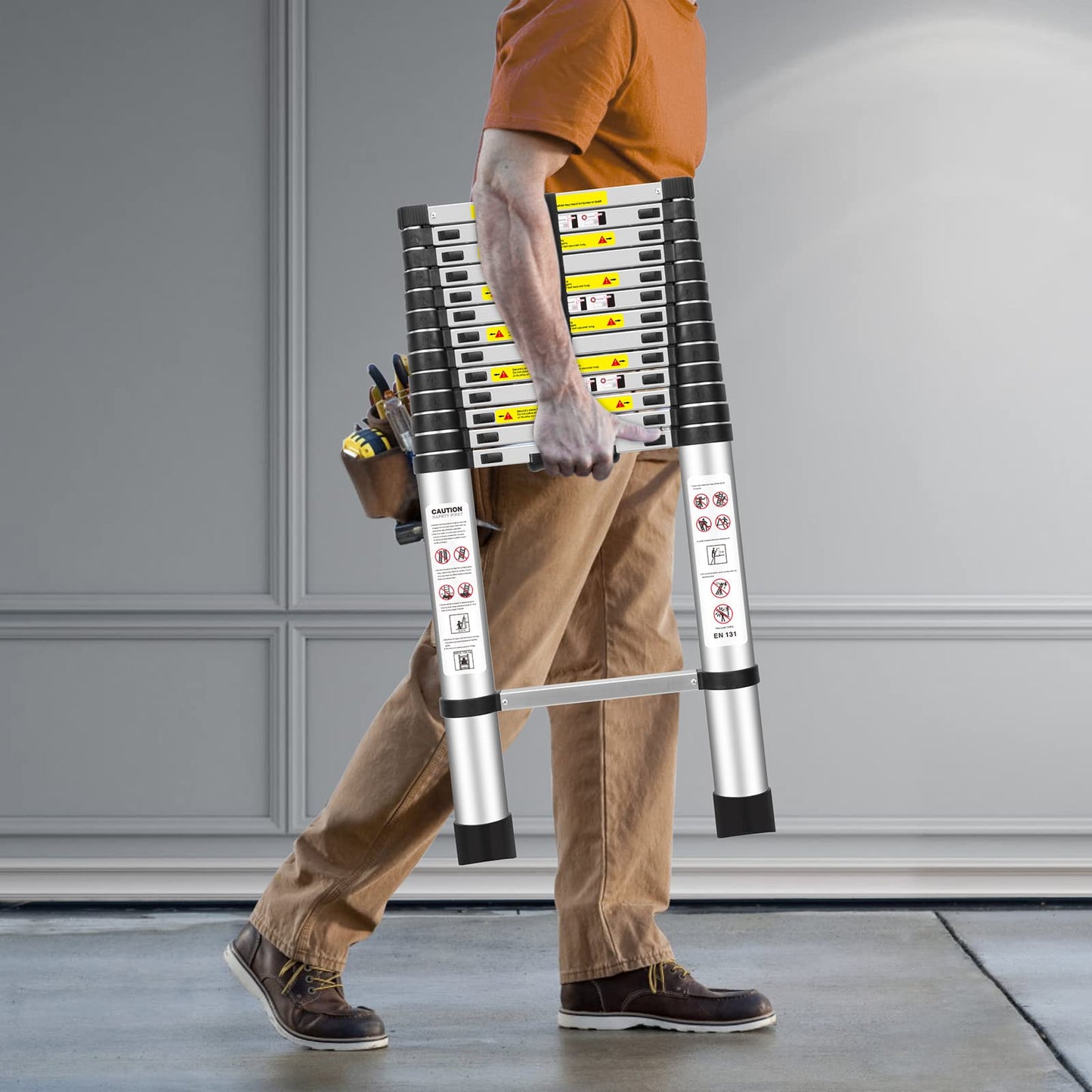 (15Ft/4.5M) Telescoping Ladders，EN131Standards Multi-Purpose Folding Aluminum Extension Ladder