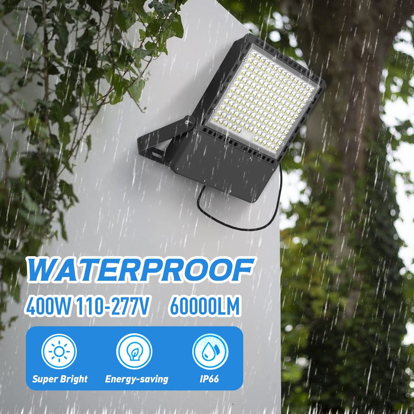 ILLSTAR 400W LED Stadium Lights,60000LM Super Bright 2500W Equivalent Flood Light Outdoor for Arena,Backyard,Parking lot,Warehouse etc, 100-277V,ETL Certification,IP66 Waterproof (2-Pack)