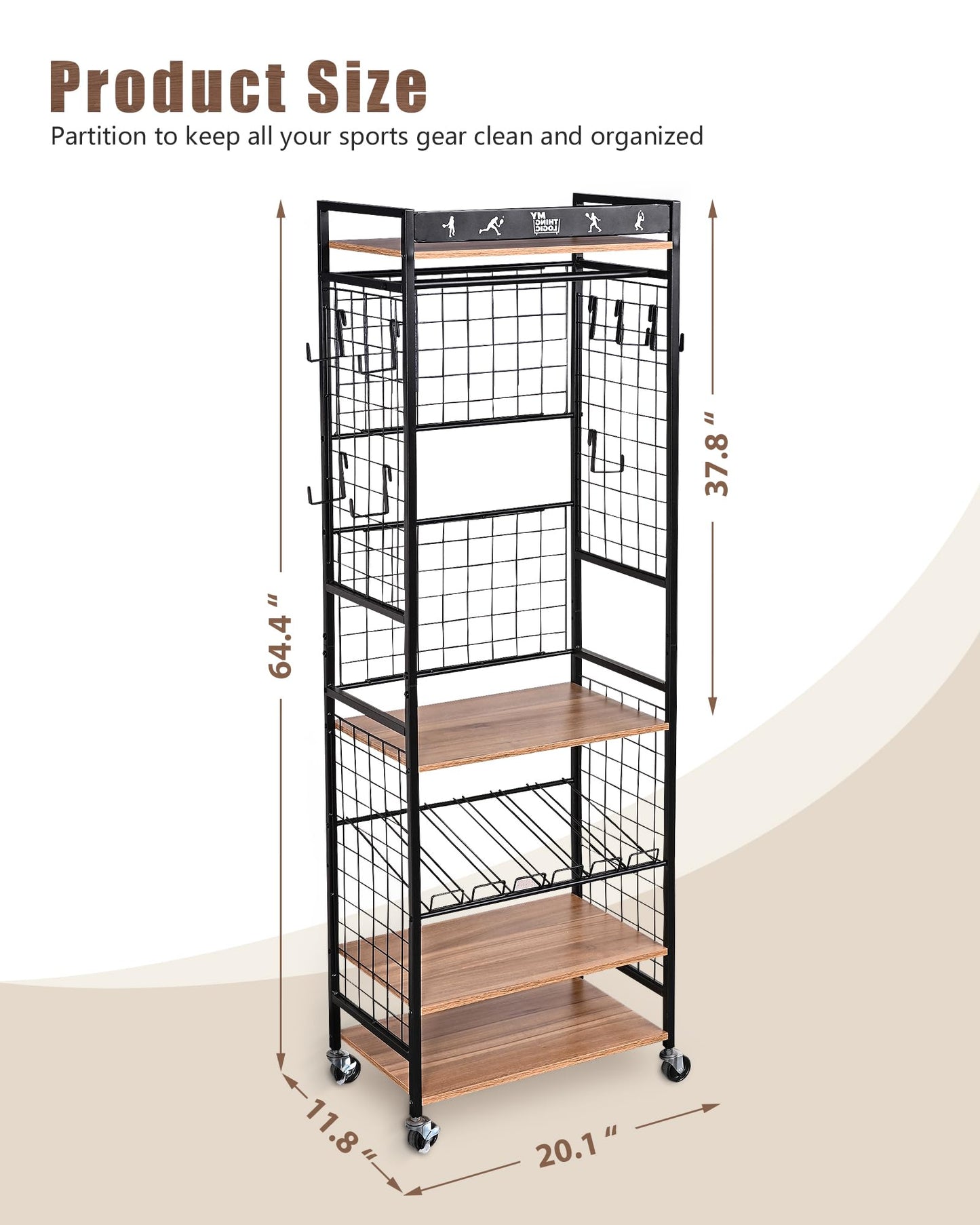 Mythinglogic Yoga Mat Storage Rack, Workout Equipment Organizer for Home Gym, Weight Rack for Dumbbells Kettlebells and Strength Training Equipment
