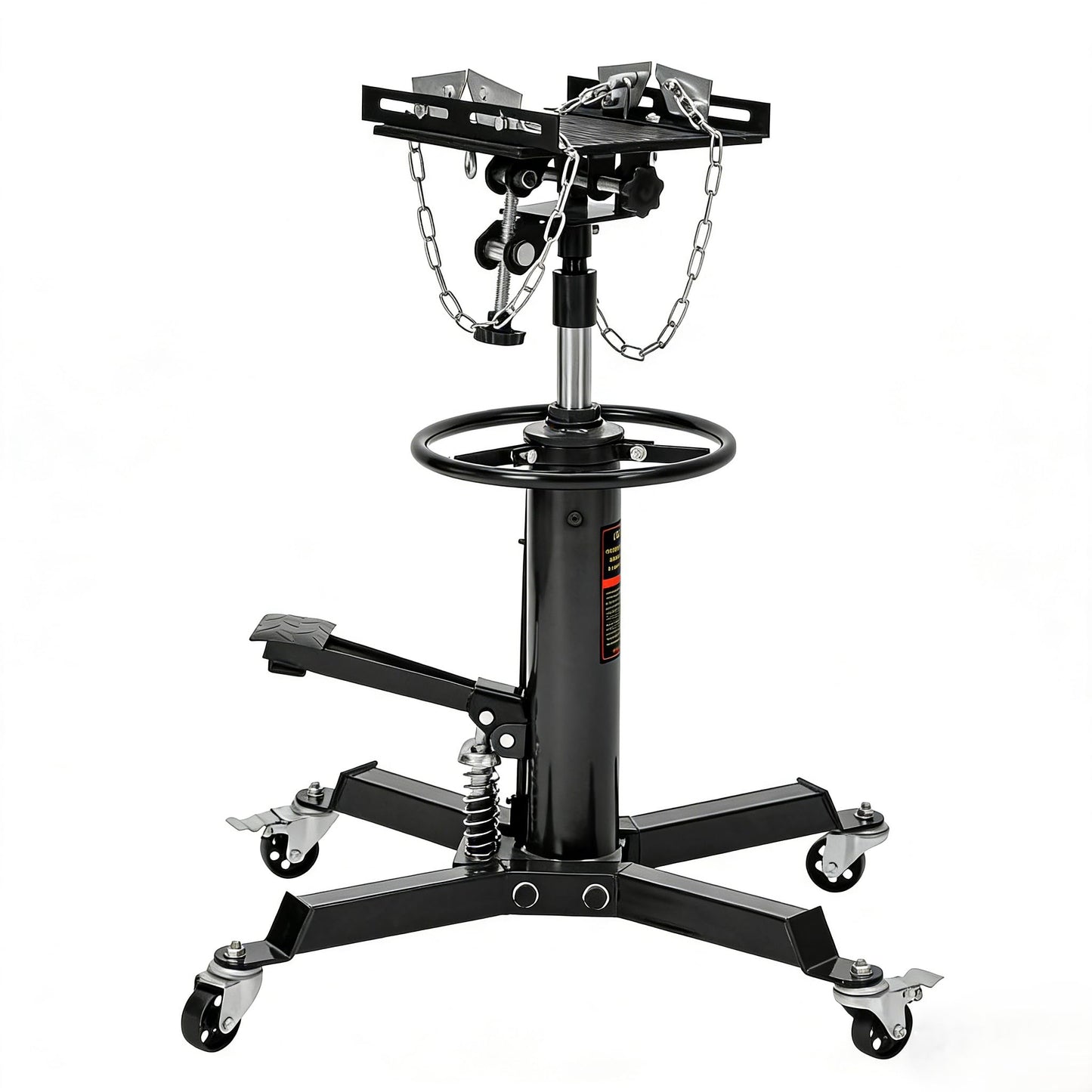 Hydraulic Transmission Jack 1322 Lb Capacity, High Lift 33.5-70 Inch, Dual Plunger System, 360° Rotating & 30° Tilting Saddle, Telescoping Jack Stand for Garage and Auto Shop Use, Black