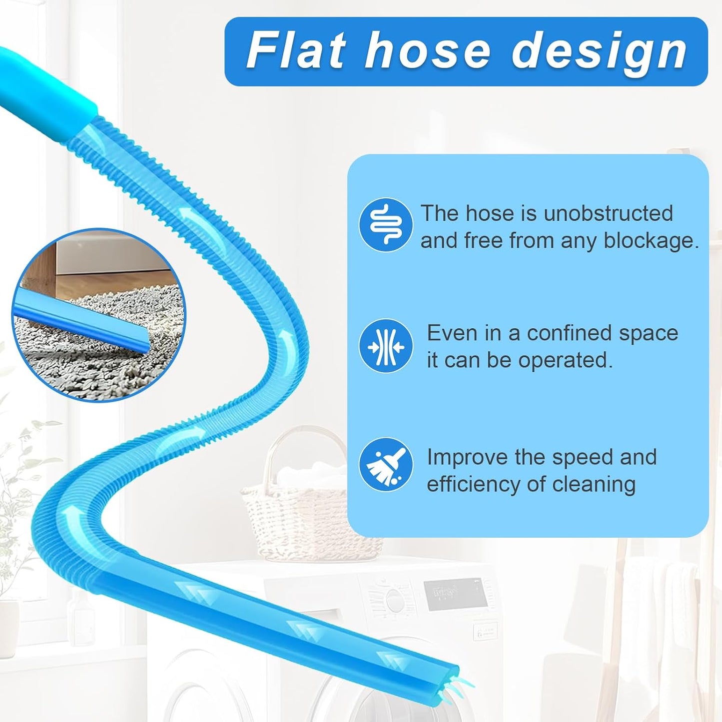 Skiennix Dryer Vent Cleaner Kit - Universal Vacuum Hose Attachment for Effective Lint Removal | Blue