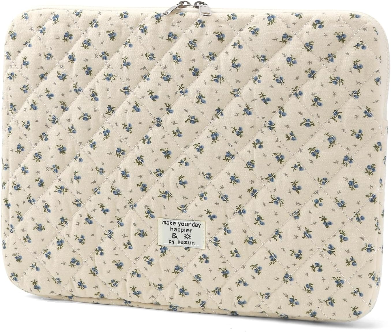 BBIQI 15-15.6 Inch 15 Inch) Puffy Laptop Sleeve Cute Quilted Laptop Protective Case Padded Floral Computer Sleeve