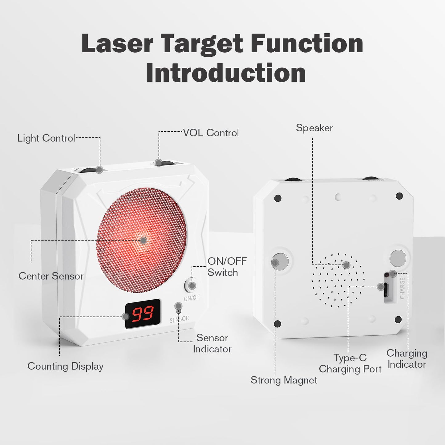 VSTRANICS 9mm Training Cartridge and Target Kit with Mute Mode Dry Fire Training System with 5 Difficulty Grade Portable Rechargeable Electronic Target for Shooting Training