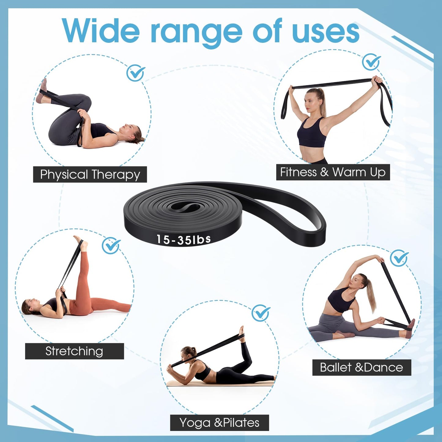 Teyva Daily 20 Pcs Resistance Bands for Stretching Heavy Duty Pull up Assistance Bands 15-35 Lbs for Home Gym Strength Training Exercise Workout Yoga, Black