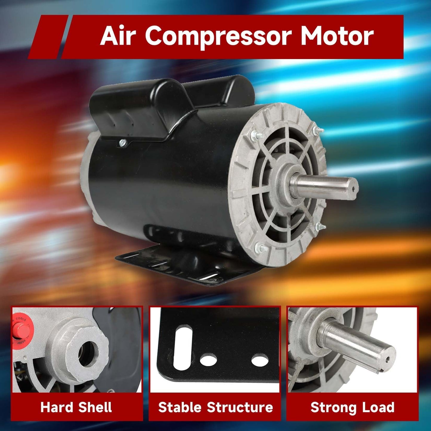 5 HP Electric Motor 56 Frame 3450RPM Single Phase Motor General Air Compressor Motor 7/8" Shaft 230V