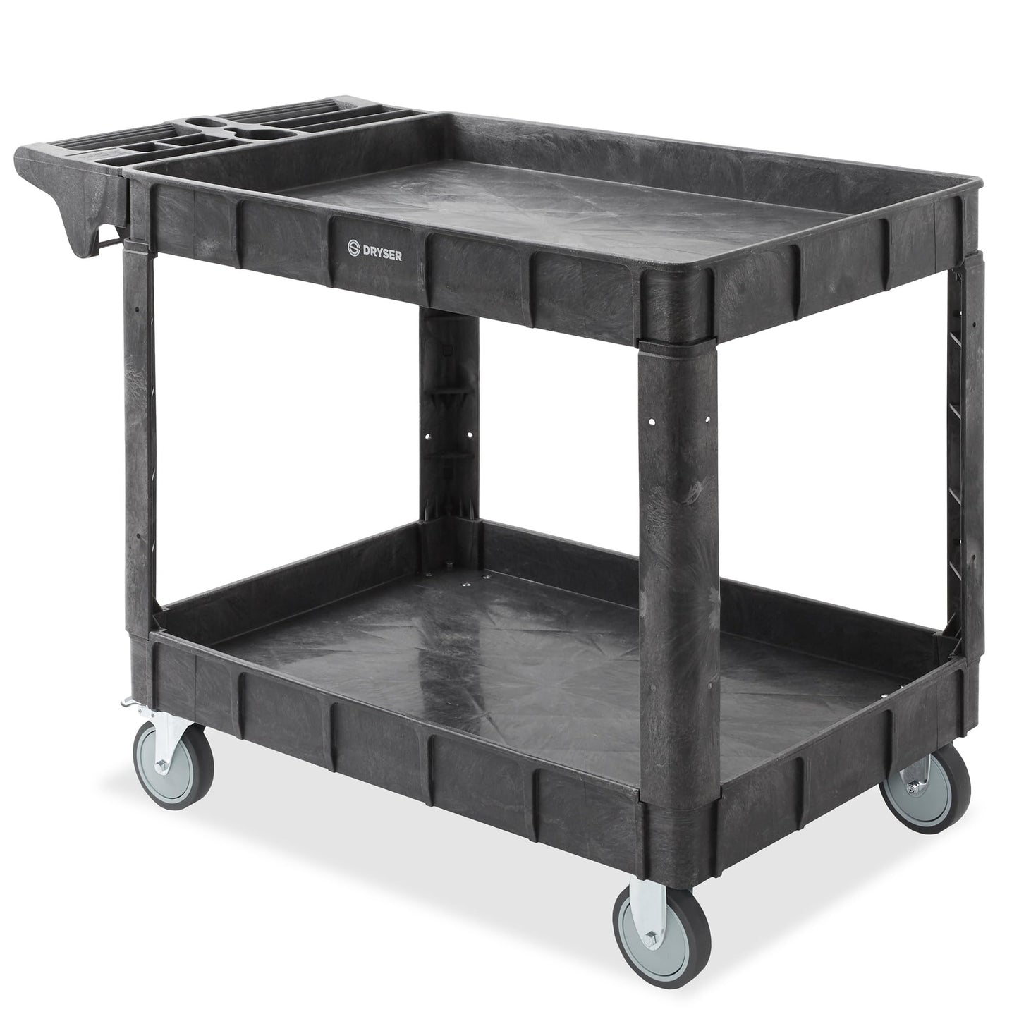 Dryser Utility Cart with Wheels, 46" x 25" Heavy Duty 550 lb. Capacity with Shelves - 2 Tier Rolling Cart with Two 5" Swivel Casters for Warehouse, Garage, Cleaning
