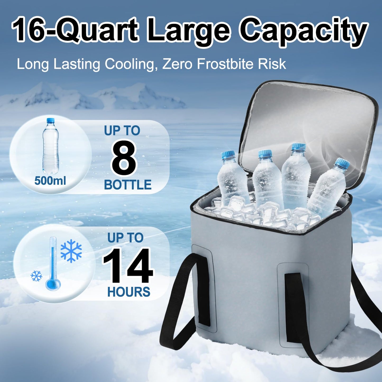 Jestonten Ice Machine for Knee After Surgery - 16-Quart Large Capacity, Programmable Cold Therapy Machine with 6 Timer Modes & 5 Flow Levels Compression Wrap for Knee, Back & Ankle