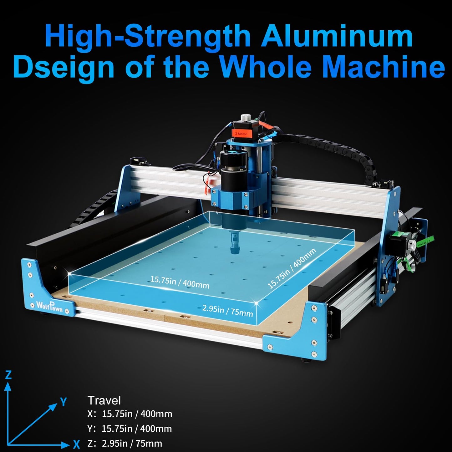 WolfPawn CNC Router Machine Desktop CNC 3 Axis, CNC Milling Machine for Metal Wood Acrylic, GRBL Control Engraving Machine with 500W Spindle,Machine Woodworking Industrial Application(4040 PRO)