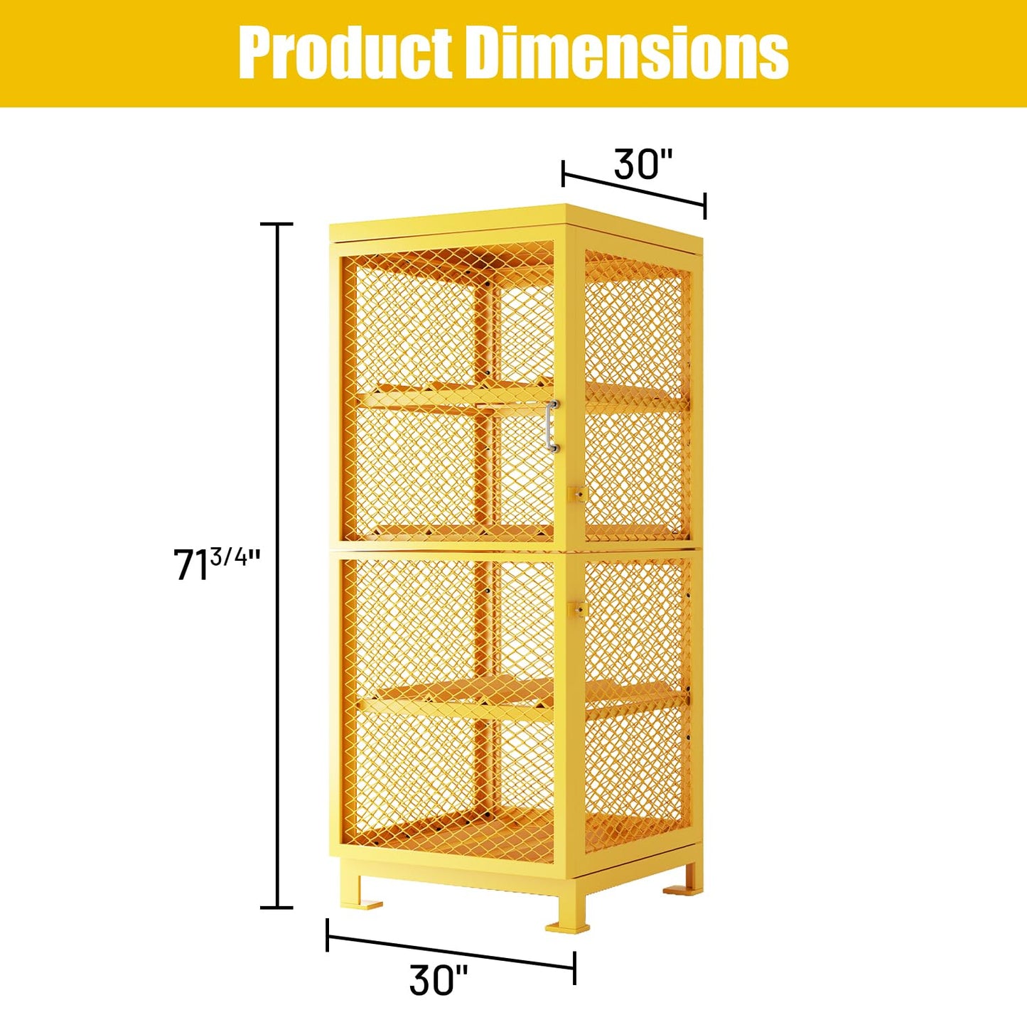 30"L x 30"W x 70"H Steel/Iron Horizontal Cylinder Storage Cabinet, 8 Cylinder Capacity, 4-Tier Propane Storage Cage, Gas Cylinder Cabinet with Lockable Single Doors,Powder Coat Finish Angle Iron Frame