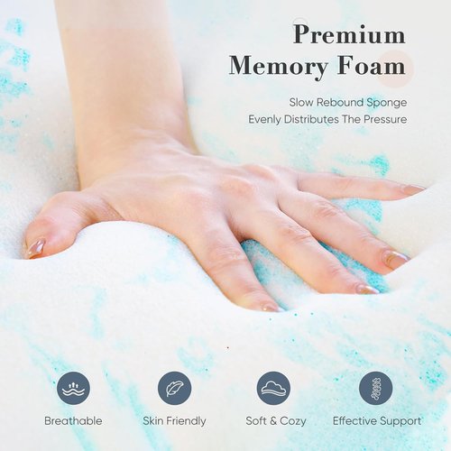DUMOS Memory Foam Mattress Topper - 3 Inch Thick Cooling Gel Infused Twin Size Pad | Soft & Breathable