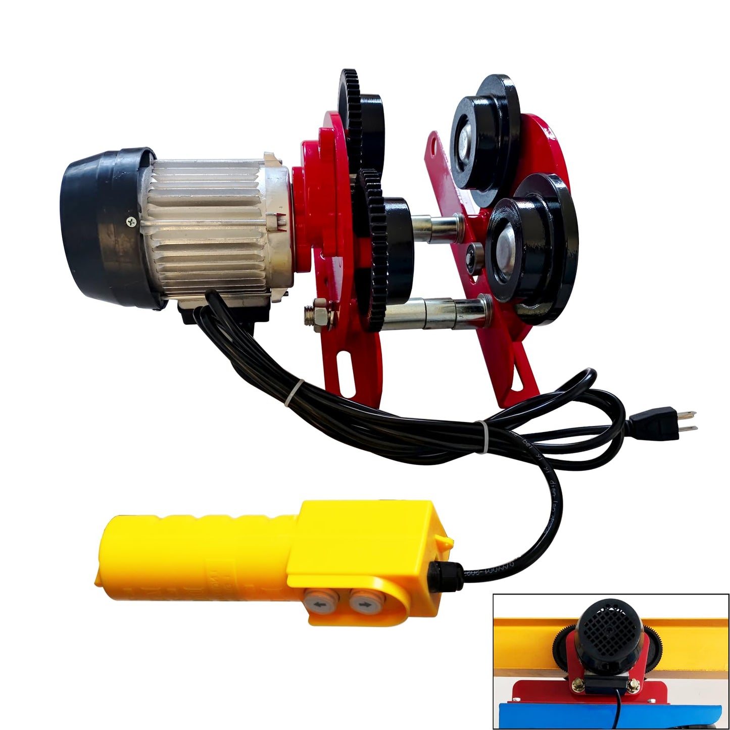 Electric Trolley for Power Hoist 2200LBS Capacity,Fit 2.68-4.33 in I-Beam,Push Geared Overhead Crane Heavy Duty Wheels System for PA200 to PA1000 Hoists,Perfect for Gantry Cranes,Warehouses