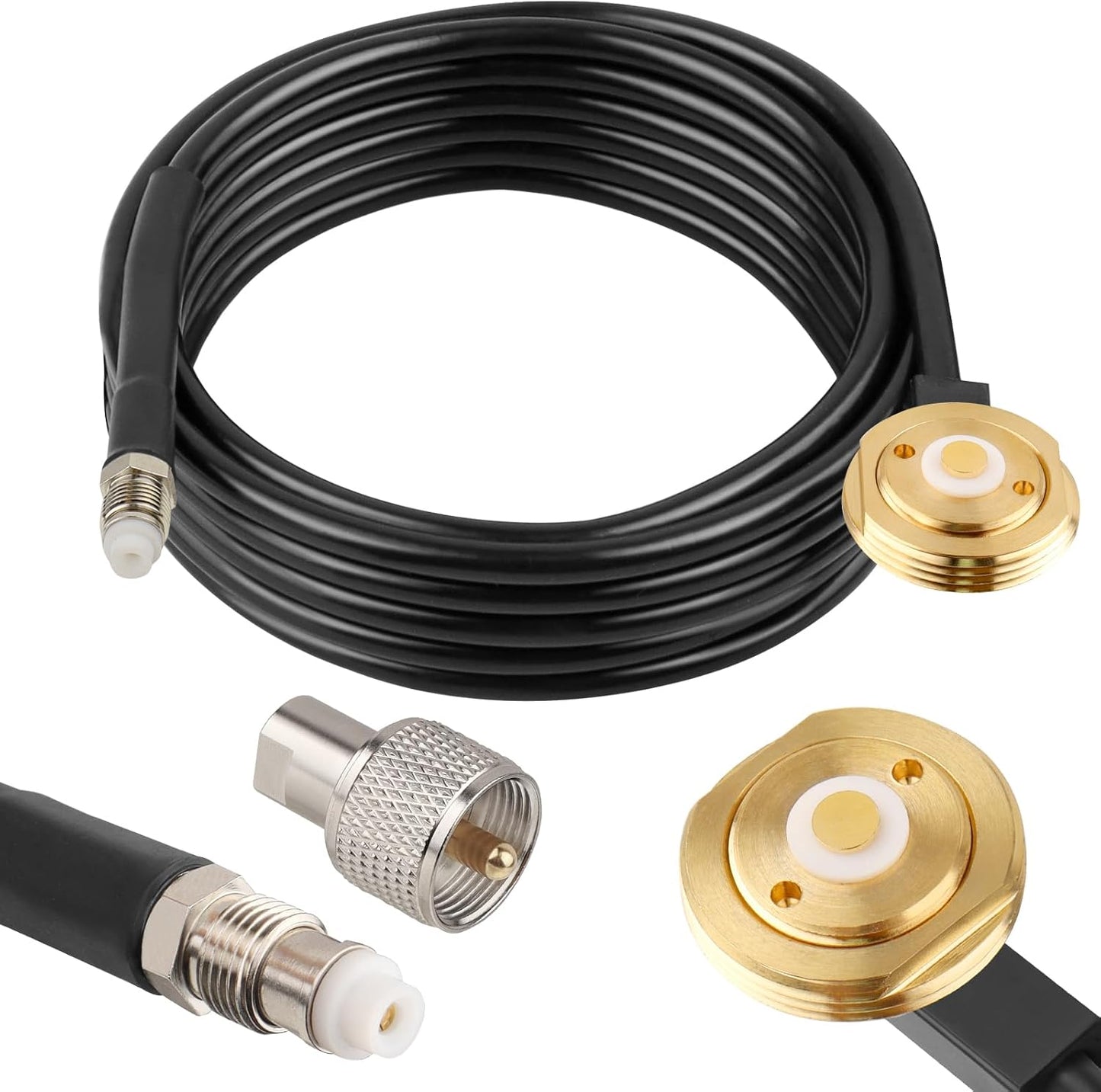 Cable,18FT RG58 PL259 MOOKEERF NMO Antenna Low Loss Coaxial CB Antenna Cable Extension with NMO and Removable UHF Male