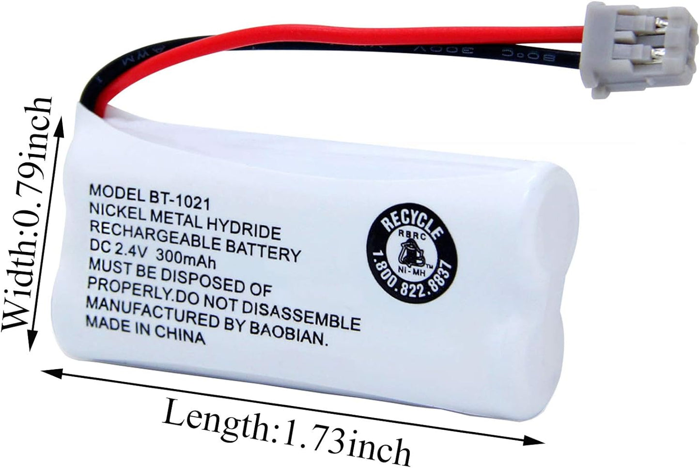 BAOBIAN BT-1021 BBTG0798001 Handset BT1021 BT-1008 BT-1016 2.4V 2 Pack Rechargeable Battery Replacement Compatible