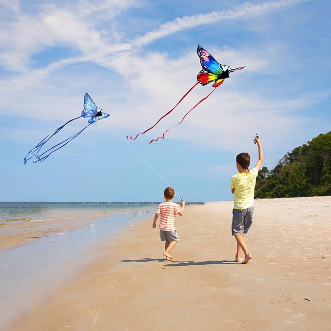 Butterfly Kites for Kids and Adults, Easy to Fly Large Single Line Kite for Boys and Girls - 55" x 28" Beach Kite for Beginners, 300ft String Handle Included