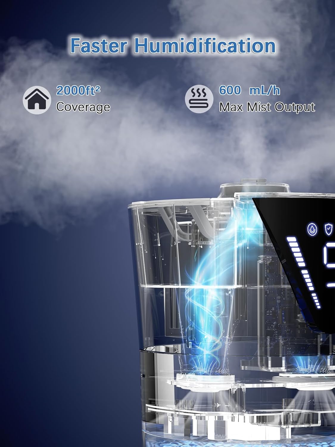 Skiennix 17L Ultrasonic Cool Mist Humidifier - Smart, Quiet Operation for Large Rooms, White