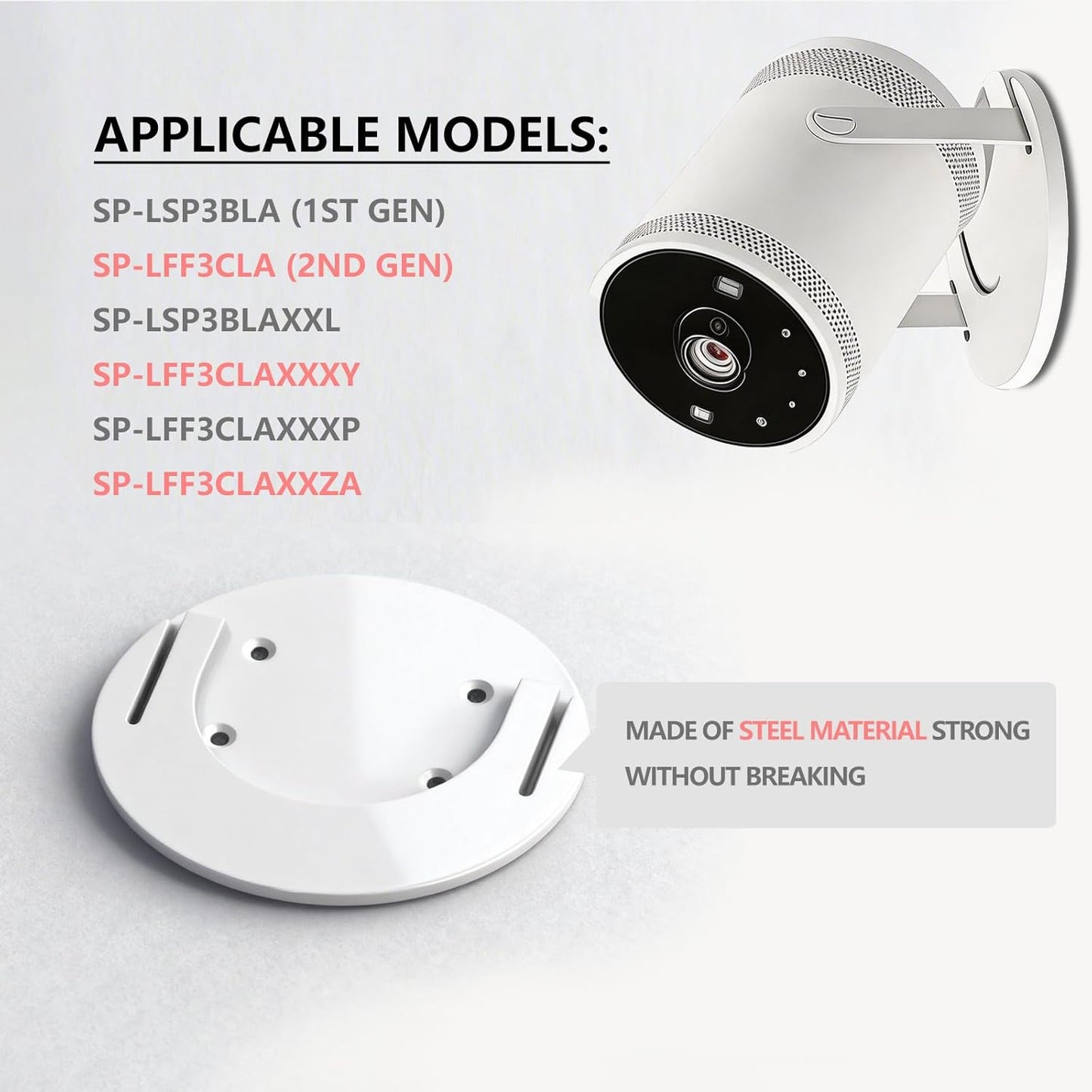 ZUIUINAO 2nd 2nd (1 Set)) Drill Free Projector Wall Mount & Ceiling Mount for Samsung Freestyle Gen, Freestyle Gen