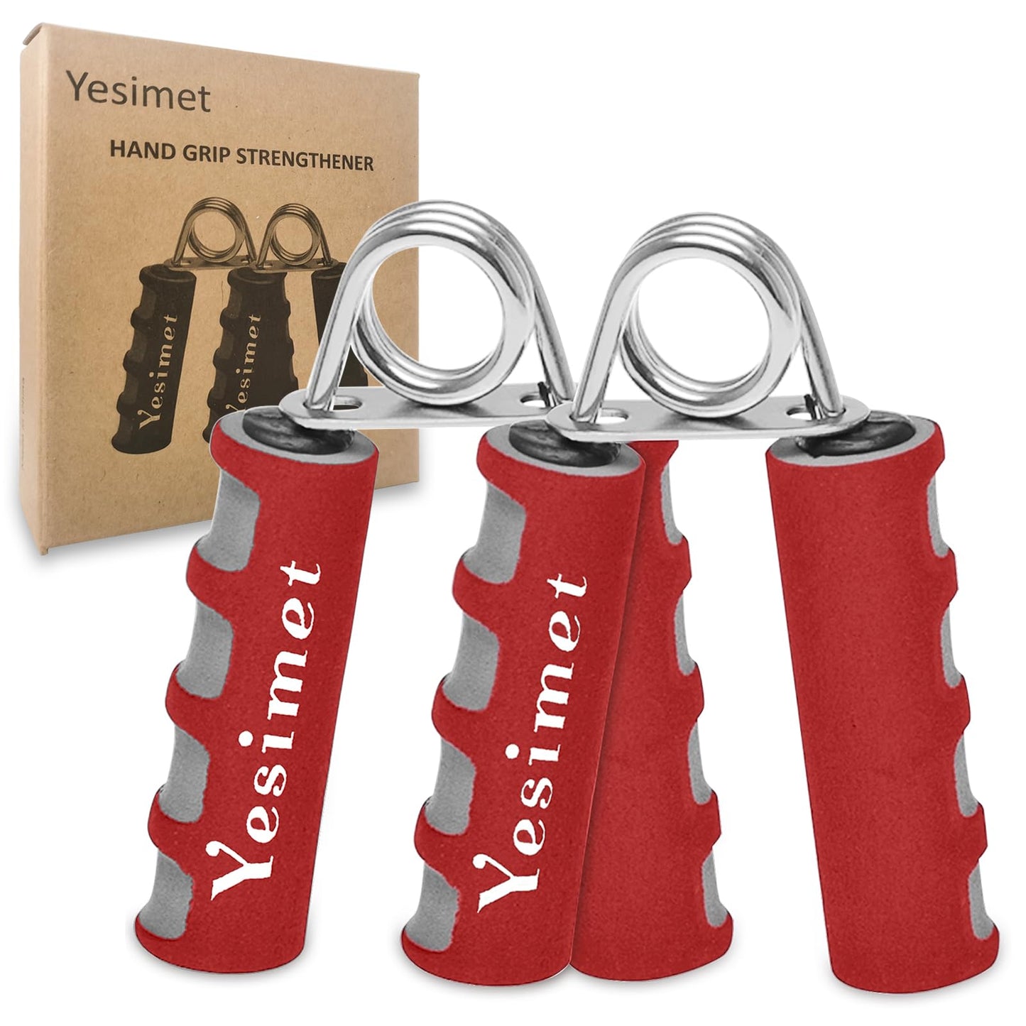 Hand Grip Strengthener Set,2 Pack Forearm exerciser, Finger Trainer,Hand Gripper- Soft Foam Hand Exerciser for Quickly Increasing Wrist Forearm and Finger Strength (Red)