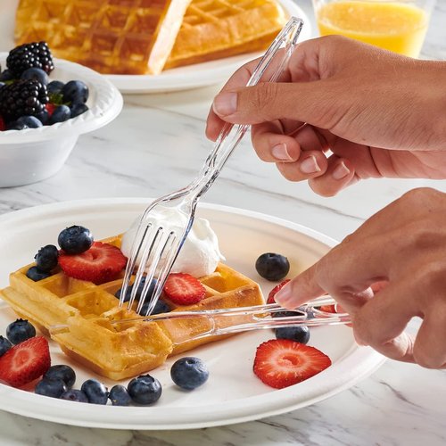 Comfy Package Premium Heavyweight Disposable Forks - Clear Plastic Cutlery for Parties | 50 Count