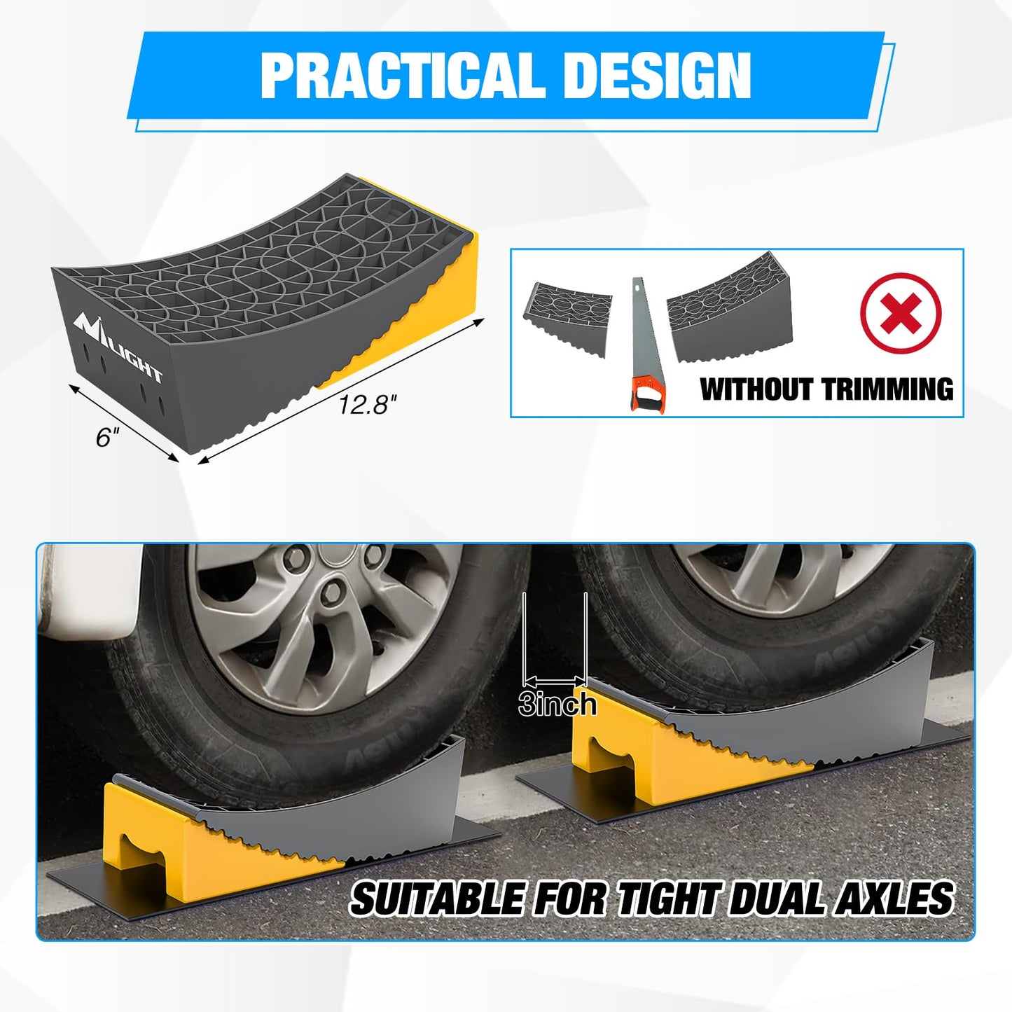 Nilight RV Leveler - 2 Pack Camper Leveling Blocks Ramp Support Dual Axles, Up to 35,000lbs, Fast RV Accessories Leveling System for Travel Trailer, Motorhome - Yellow