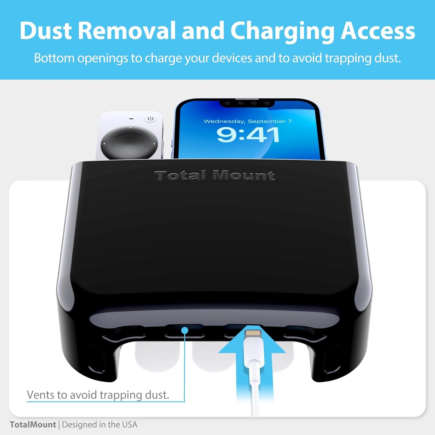 TotalMount 2 3 2) Hole-Free Remote Holders Eliminate Need to Drill Holes in Your Wall (for or Remote Controls Black