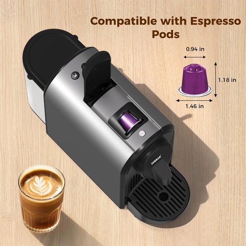 CHULUX Espresso Machine - 20 Bar Single Serve Coffee Maker with Dual Brew Sizes | Mystic Gray