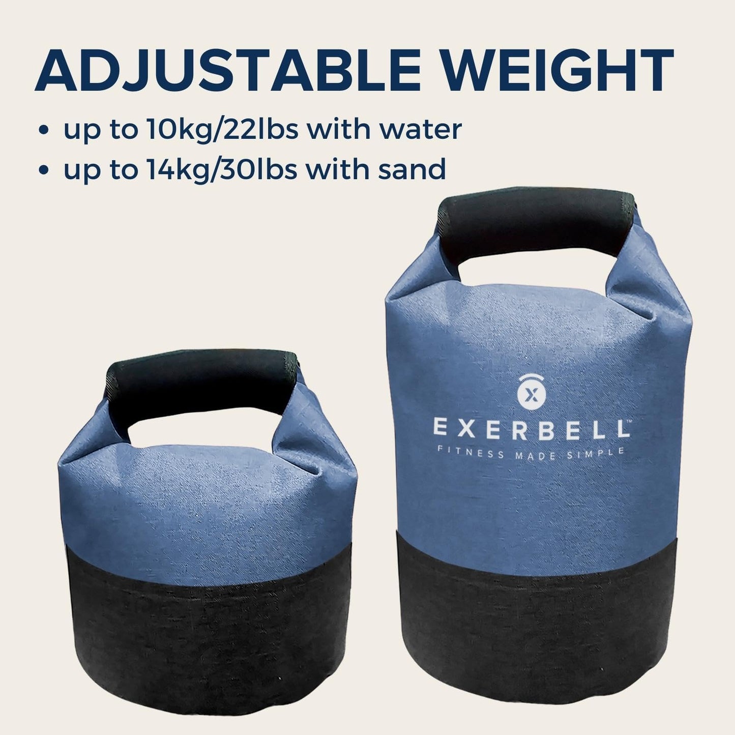 Exerbell Foldable Adjustable Kettlebell 4-30lbs – Portable Water Sandbag Functional Strength Tool – Soft Floor-Friendly Mobility Gear for Home Gym Travel – Leak-Resistant Load with Internal Scale