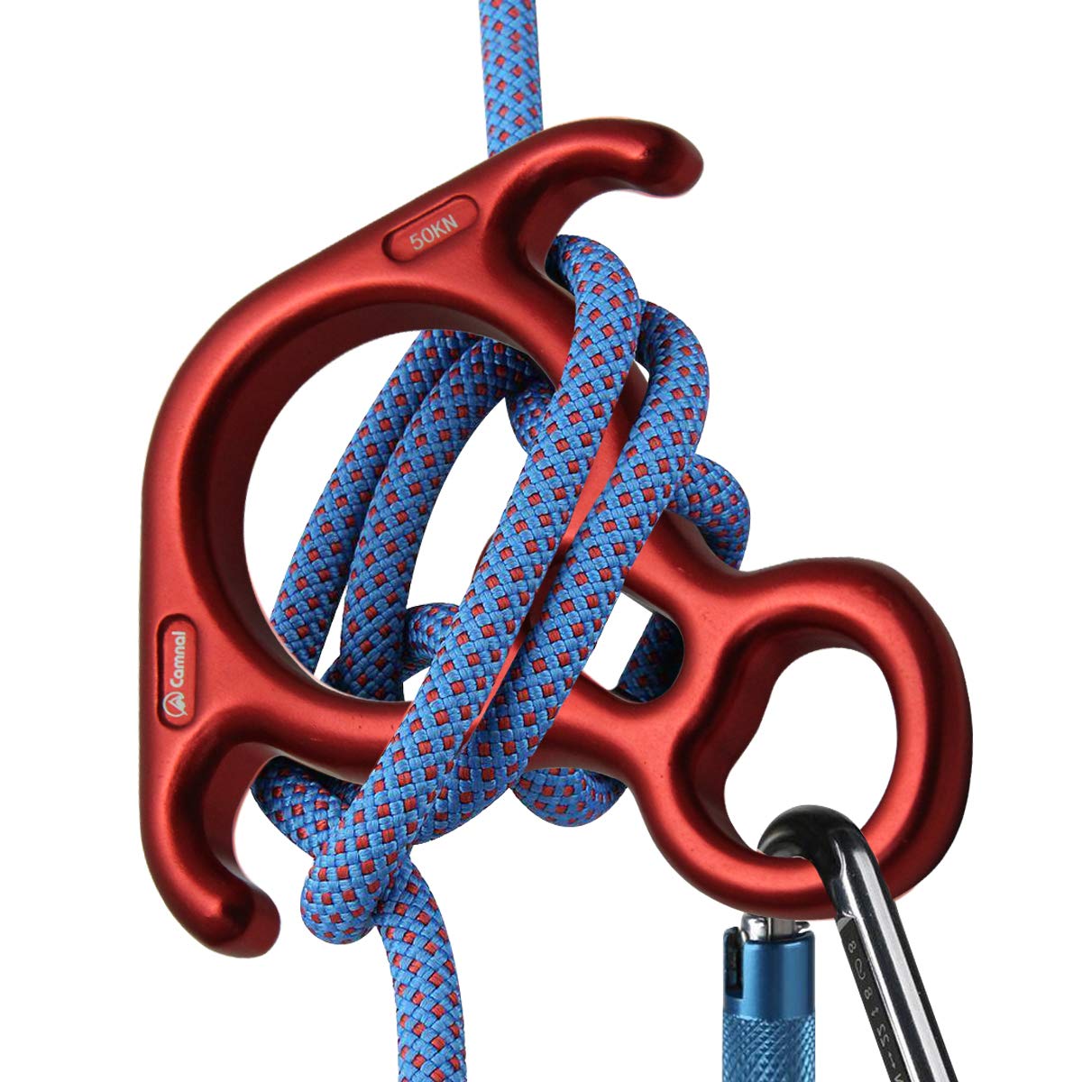 YXGOOD 50KN Rescue Figure, 8 Descender Large Bent-Ear Belaying and Rappelling Gear Belay Device Climbing for Rock Climbing Peak Rescue Aluminum Magnesium Alloy (Red)