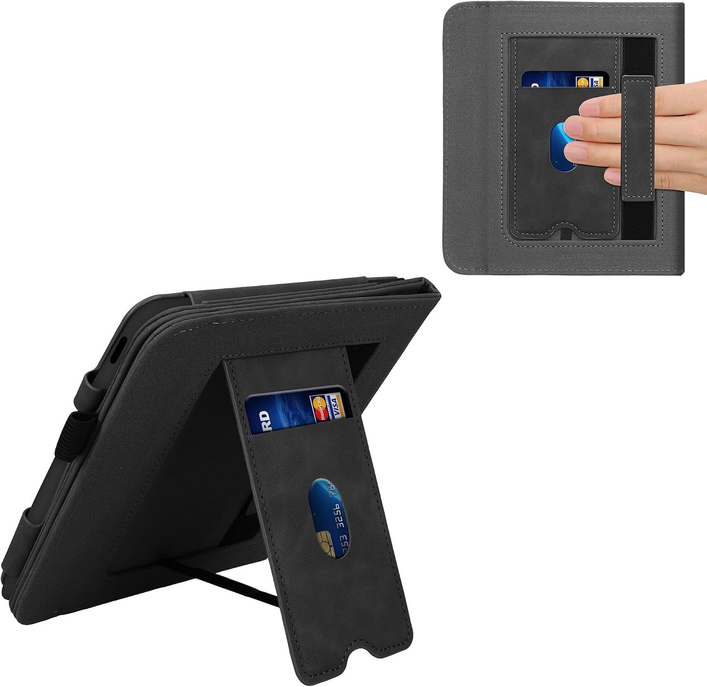Classic Dark Grey Faux Nubuck Leather Case for Kobo Libra - e-Reader Flip Cover