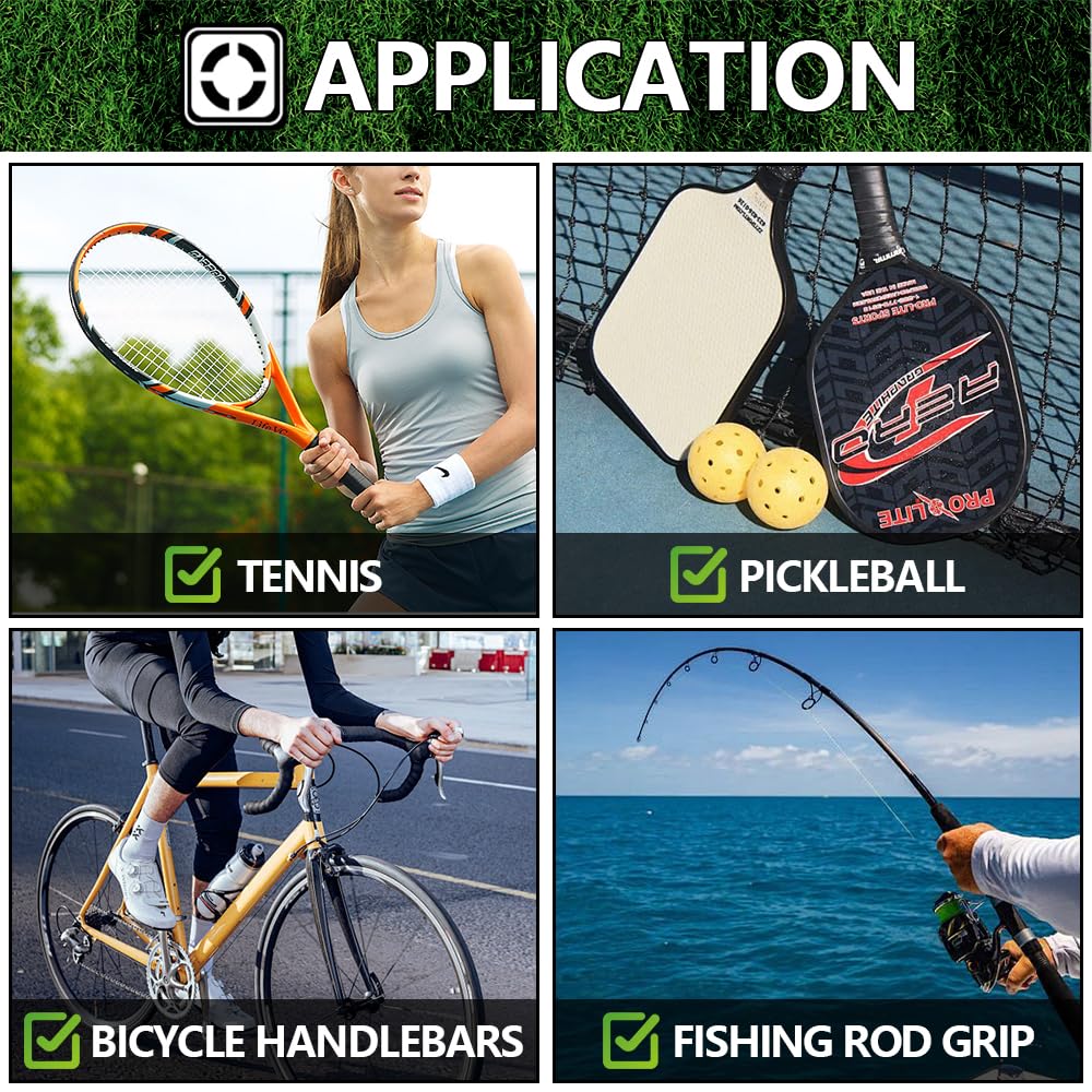 OWATRKDEY 15 Pack Tennis Racket Grip Tape, Precut PU Anti-Slip Tennis Racquet Grip Tape with Dry Feel, Sweat Absorption, Comfortable Handle Overgrip Grip Wrap for Tennis/Badminton/Pickleball (Black)