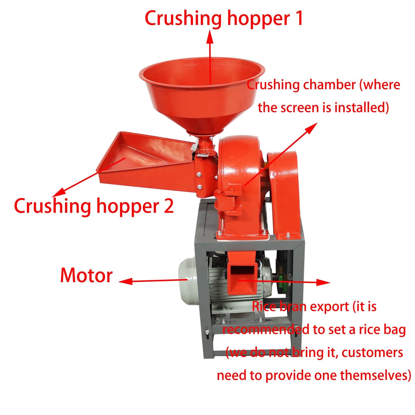 Banfluxion 220V Multifunctional Grinding Machine Cereals Pulverizer Electric Grain Crusher for Rice, Corn, Millet, with 2 Sieves & Adjustable Hopper, Ideal for Household, Farm Use, 100-150kg/h, 2.2KW