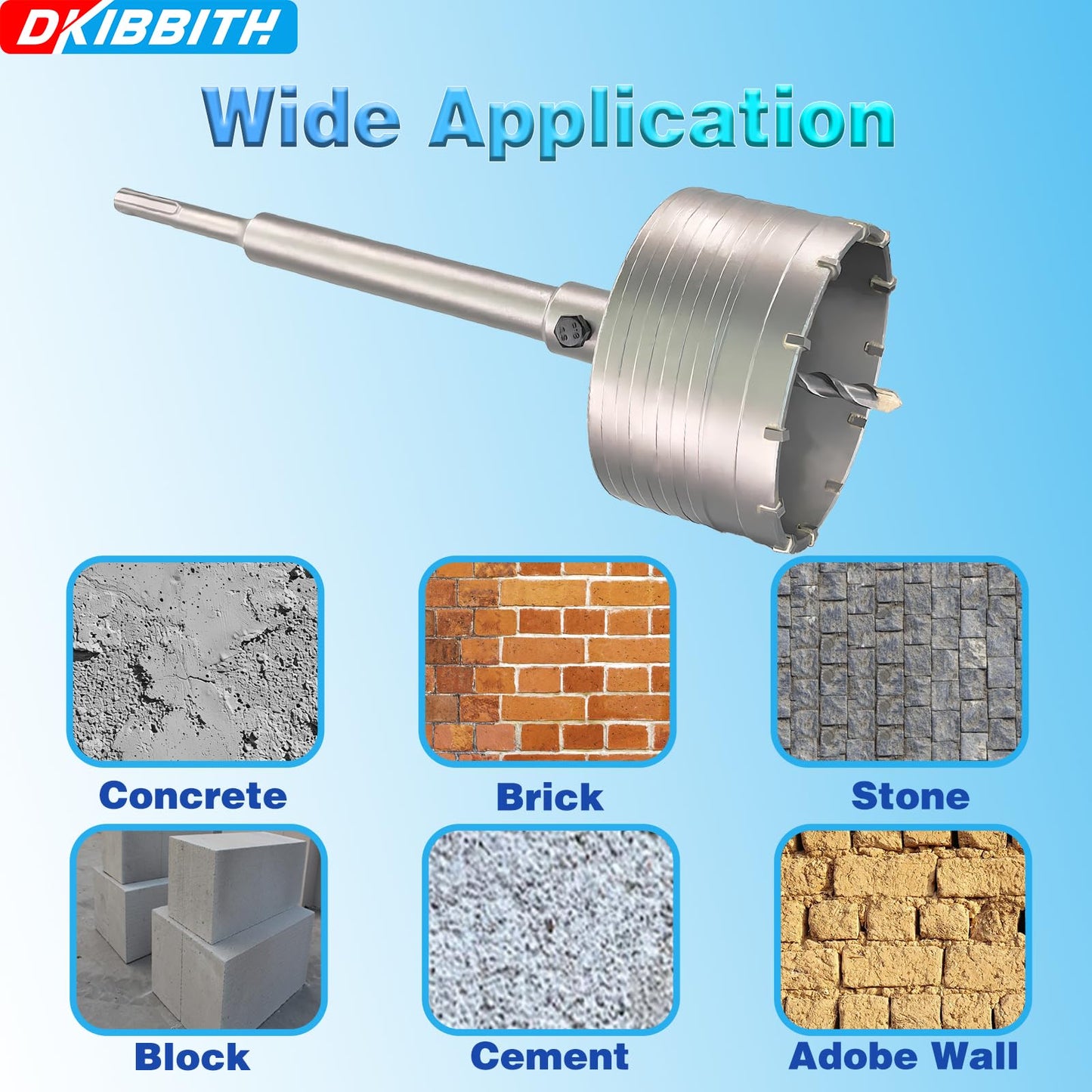 2" Concrete Hole Saw, 50mm Tungsten Steel Core Bit for Cinder Block, Brick, Rock, Plank Walls for Pipes or mini Split Lines, with SDS Plus Shank and 2 Center Positioning Drill Bits.