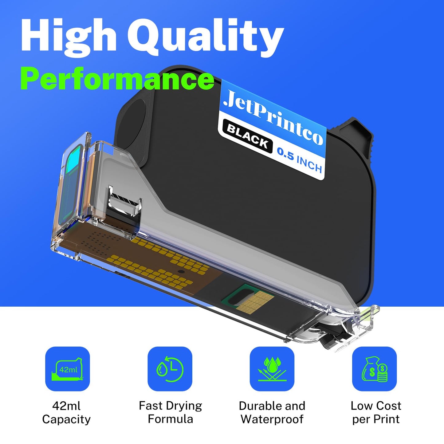 0.5 Inches Print Height Intelligent Handheld Inkjet Printer Lasts 16H Weighs Only 390g for Batch Code Date Lot Number Print on Plastic Carton Wood Metal Glass Aluminum with 42ml Fast Dry Ink (Black)