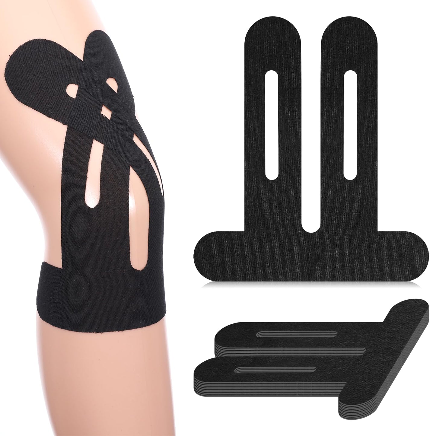 10 Pcs Precut Kinesiology Tape for Knees Knee Tape for Pain Relief Support Elastic Waterproof Sports Tapes Breathable Pre Cut Athletic Tapes for Workout Recovery Sports